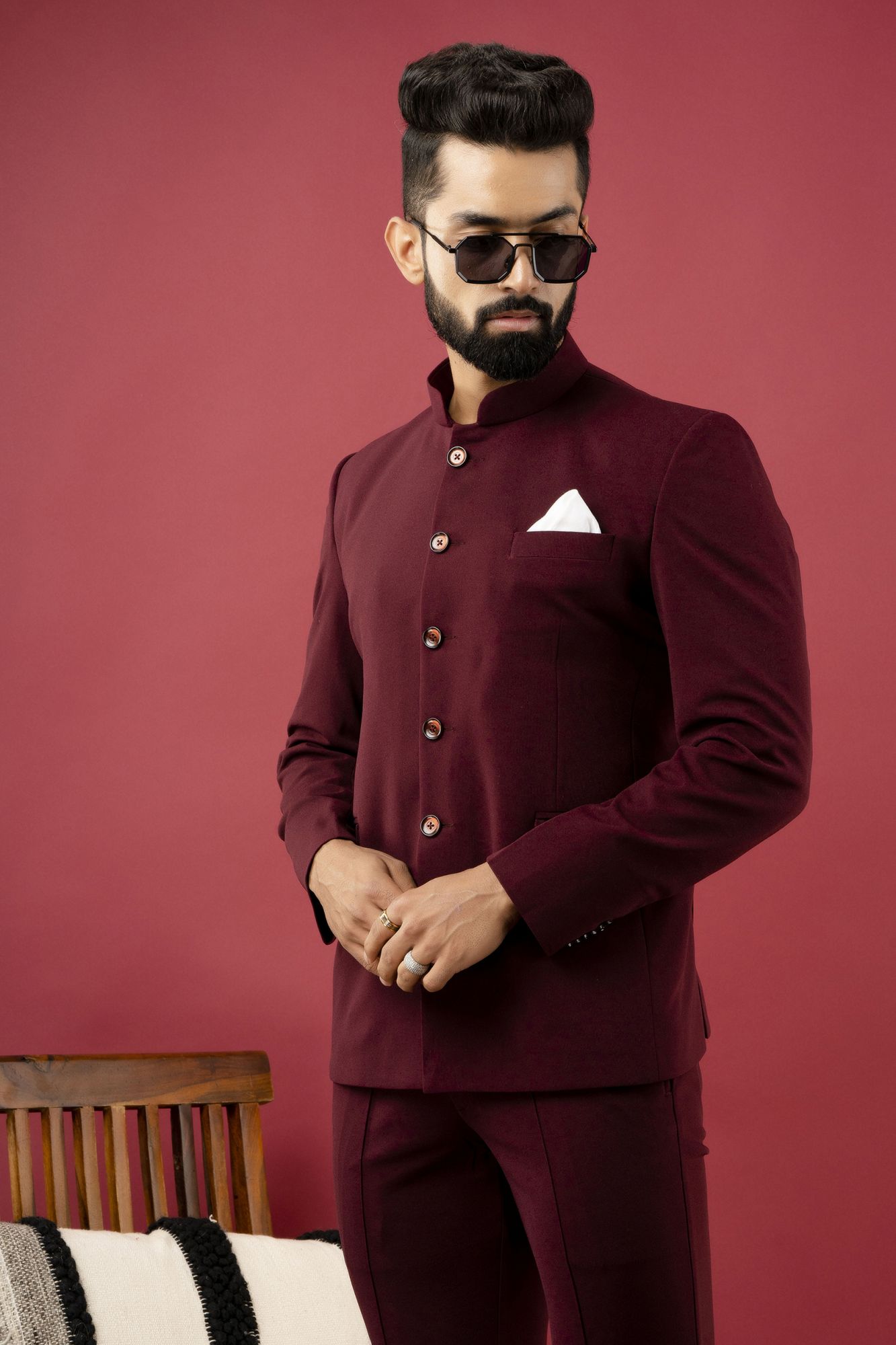 Bandhgala Coat In Hickory