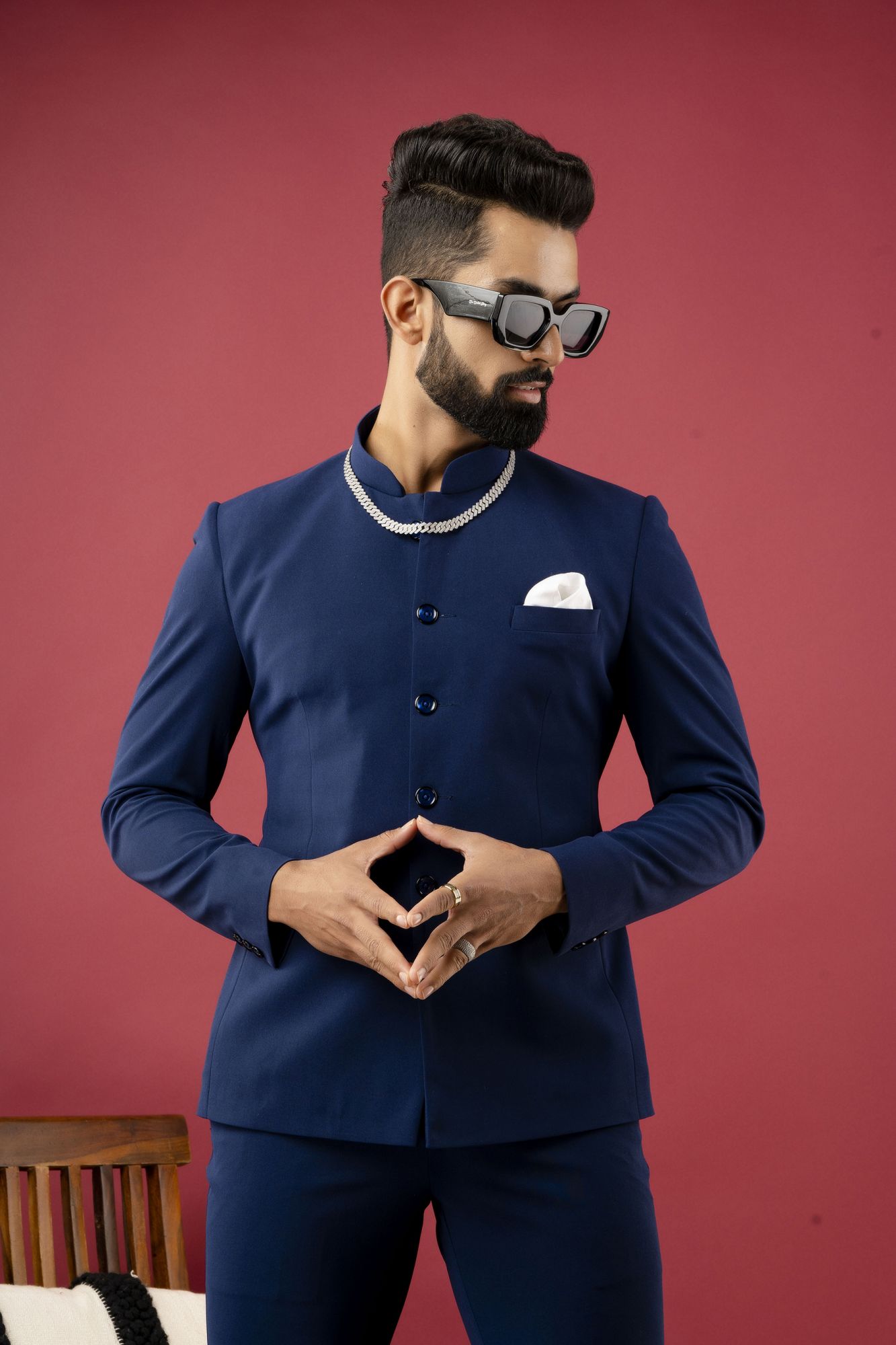 Bandhgala Coat In Blue