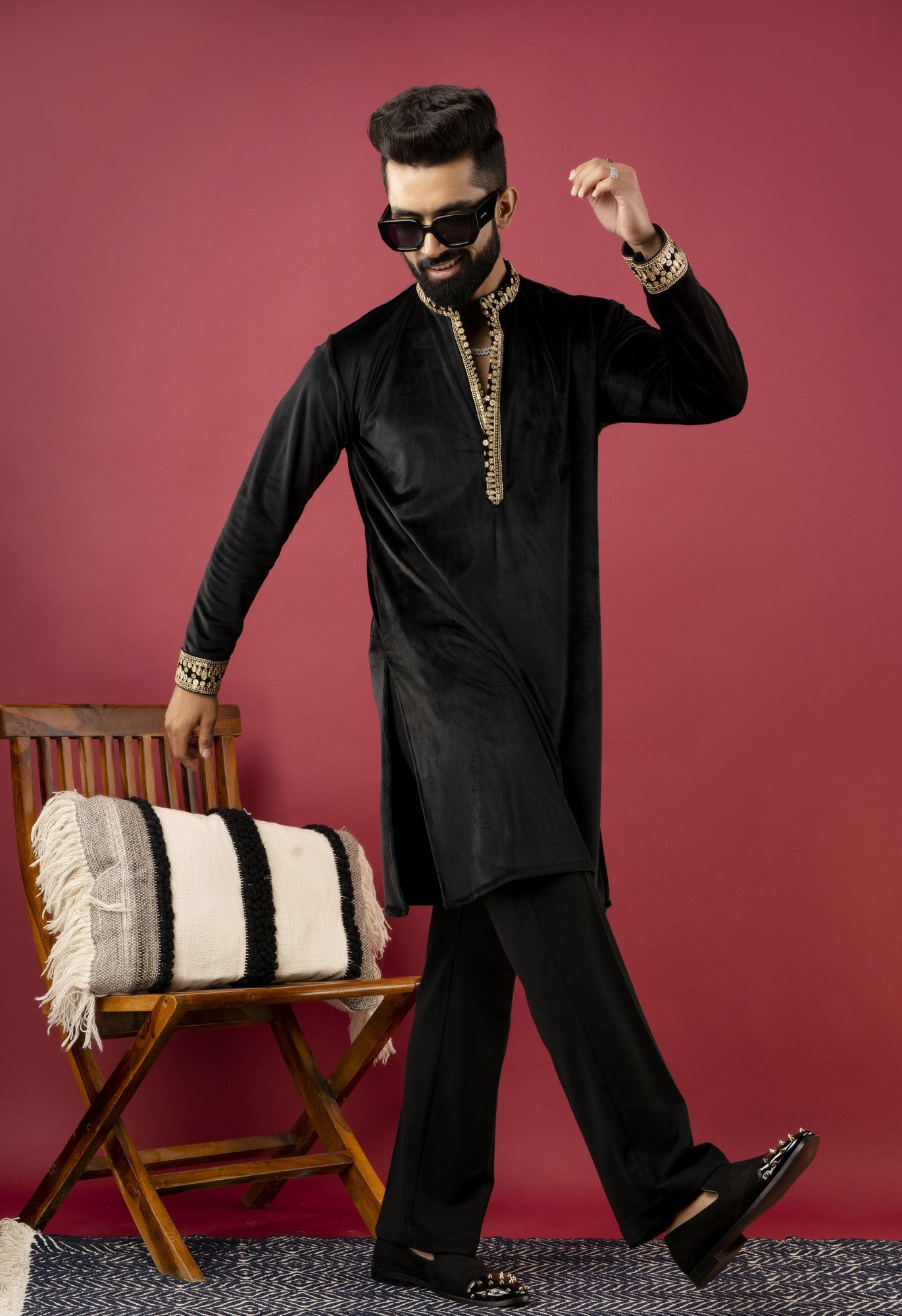 Black Velvet Kurta