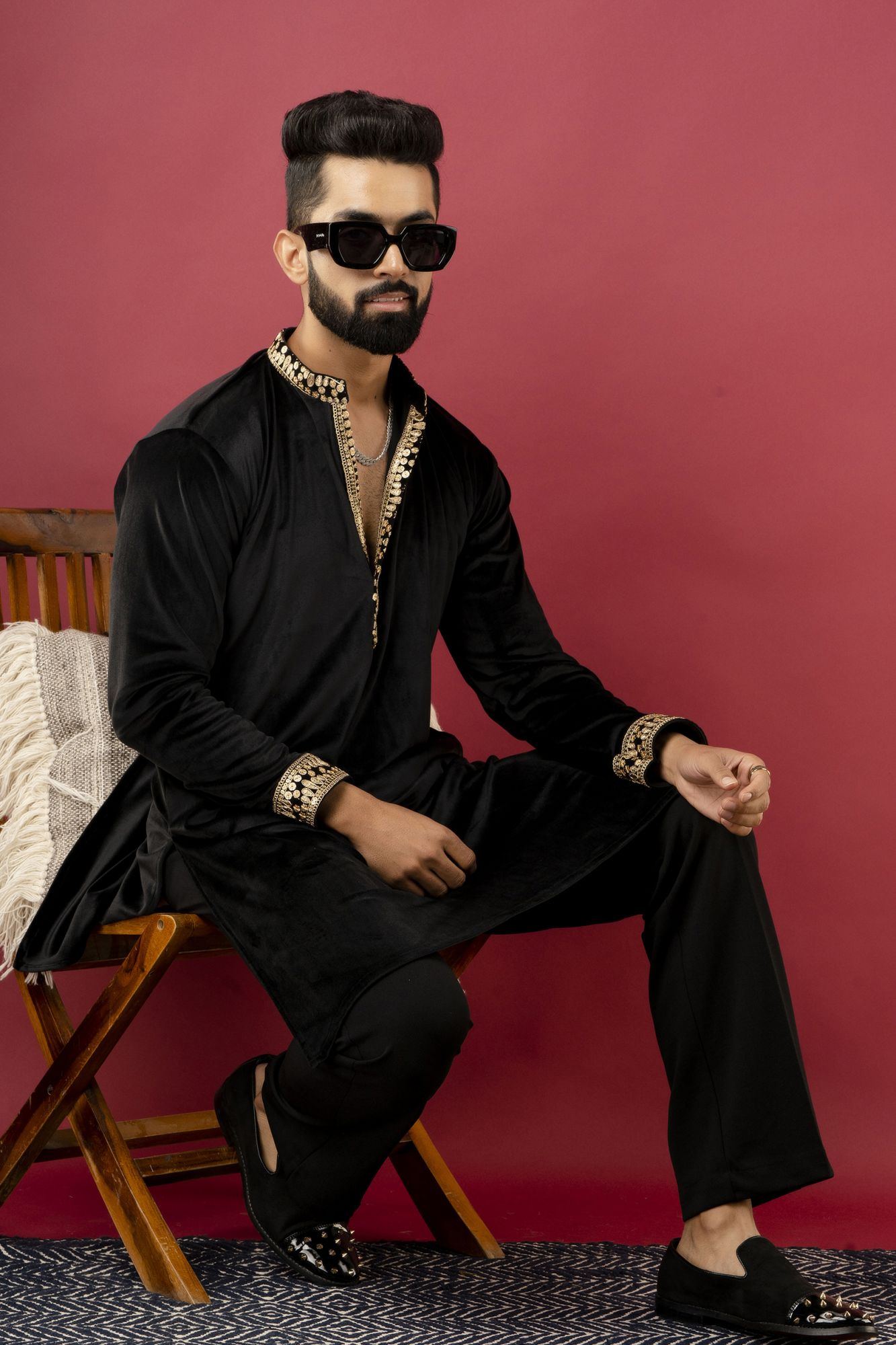 Black Velvet Kurta