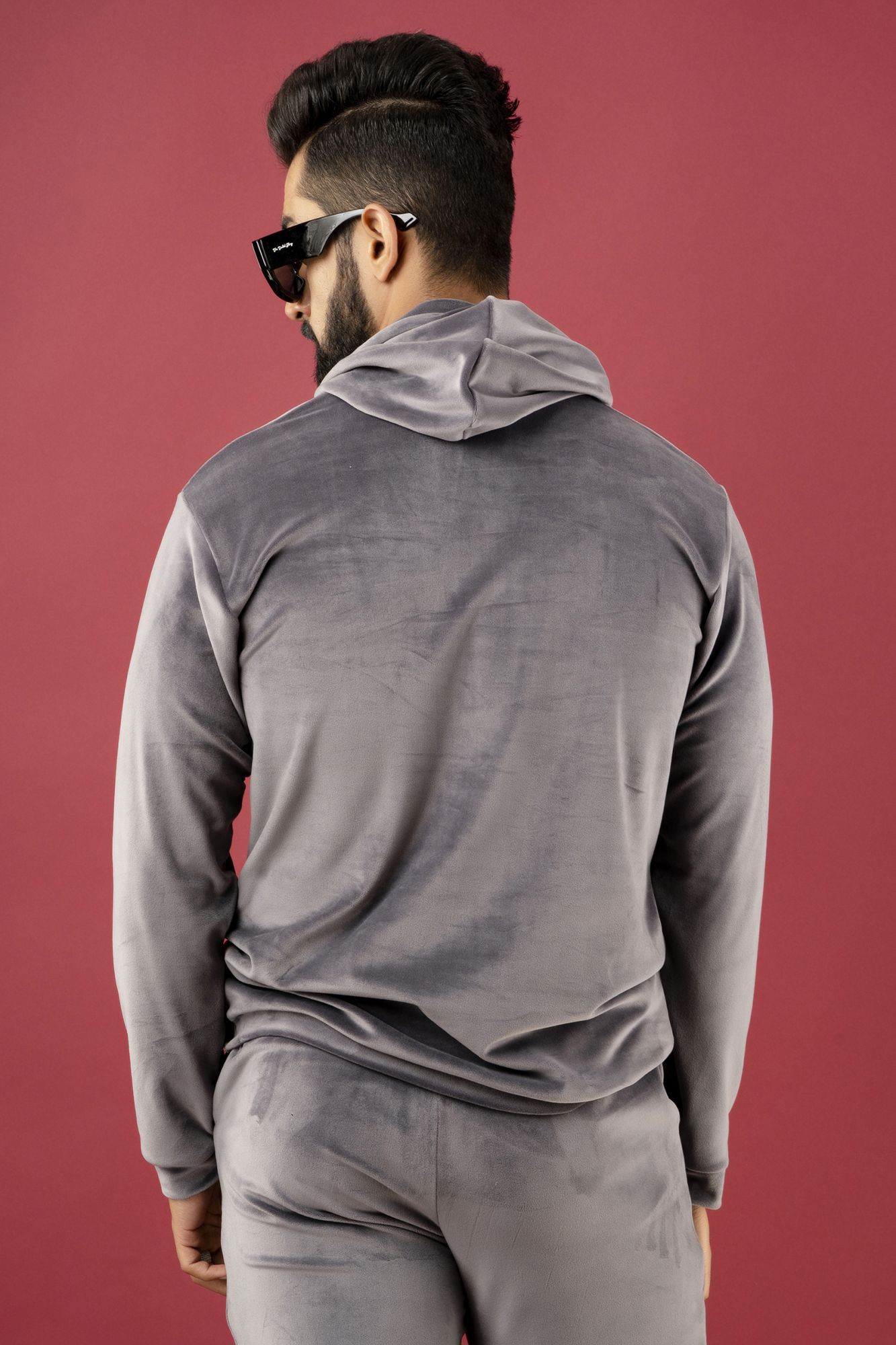 Grey Velvet Hoodie