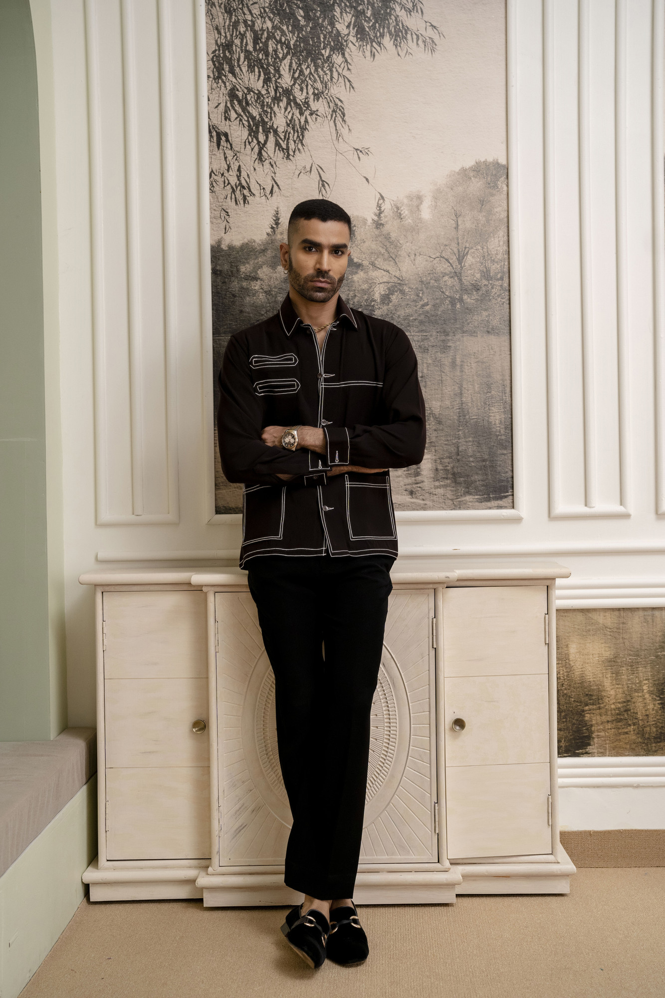 Threaded Shacket In Dark Brown