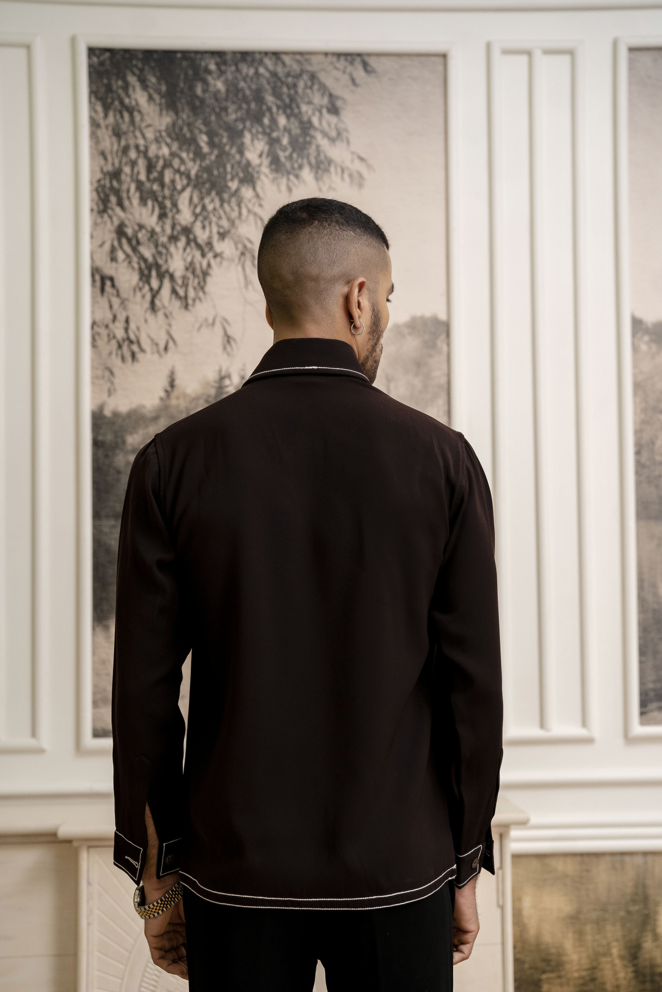 Threaded Shacket In Dark Brown