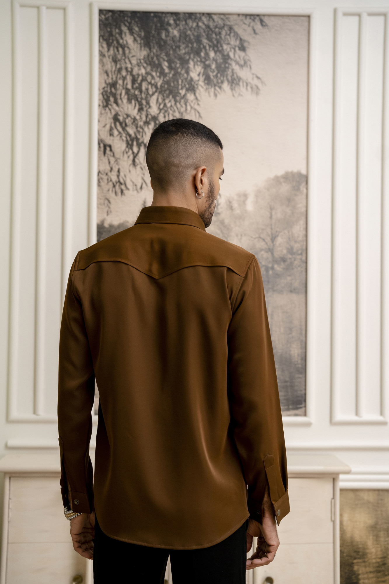 Pintex Chained Shacket In Tan