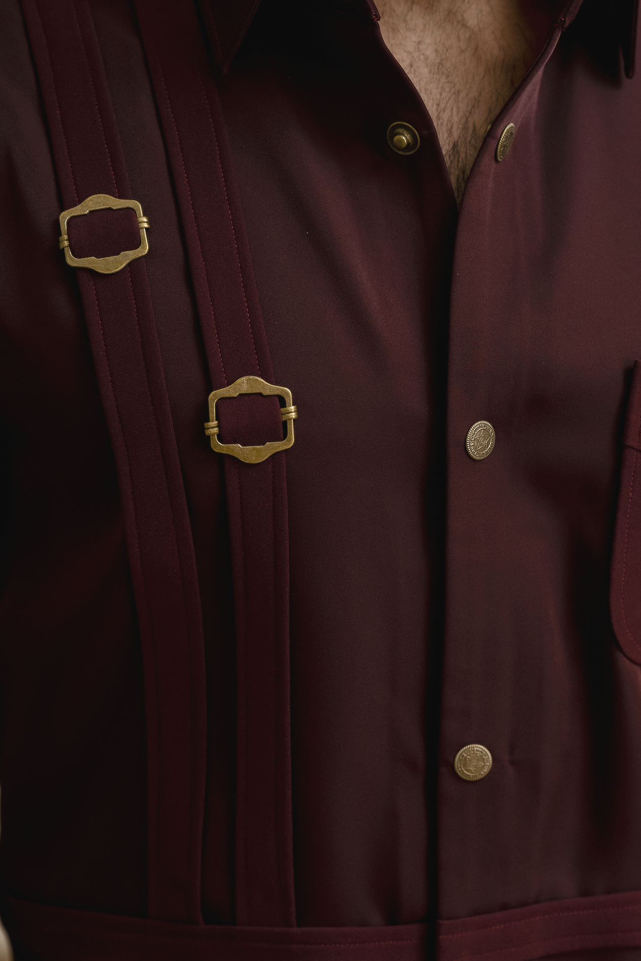 Pin Buckled Shacket In Wine