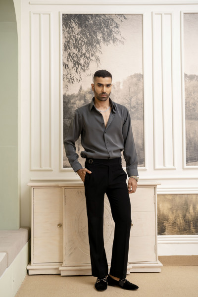 Premium Japanese Solid Formal Shirt In Grey