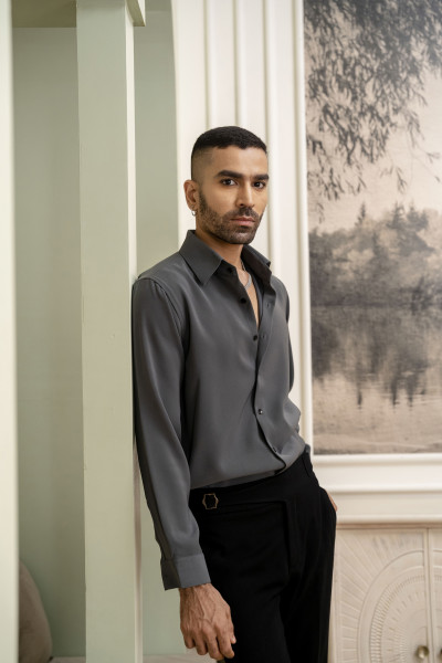 Premium Japanese Solid Formal Shirt In Grey