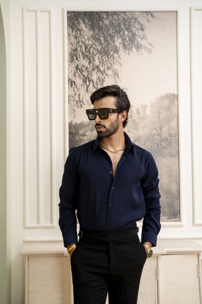 Premium Japanese Solid Formal Shirt In Blue
