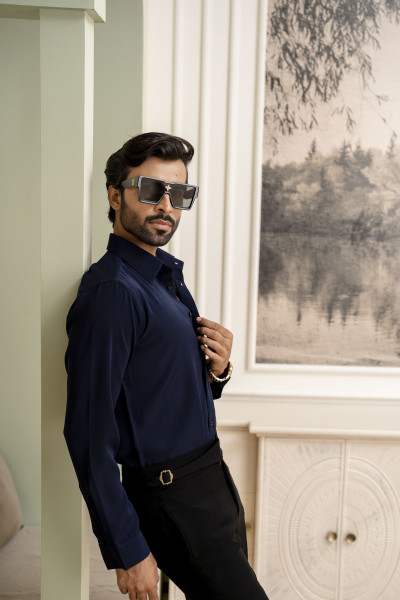 Premium Japanese Solid Formal Shirt In Blue