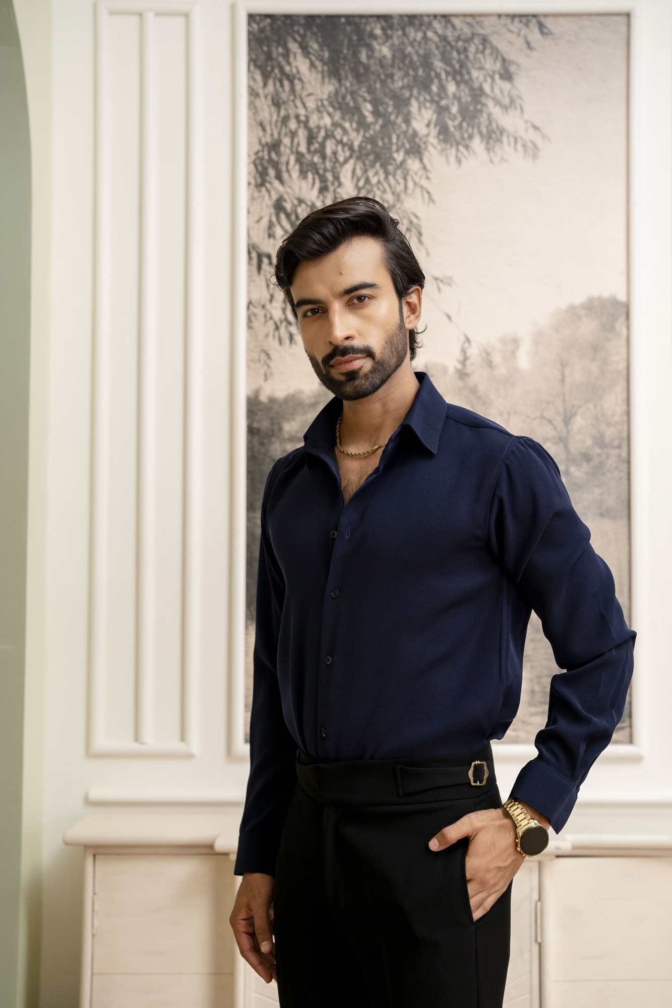 Premium Japanese Solid Formal Shirt In Blue