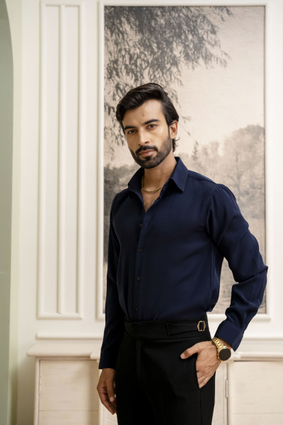 Premium Japanese Solid Formal Shirt In Blue