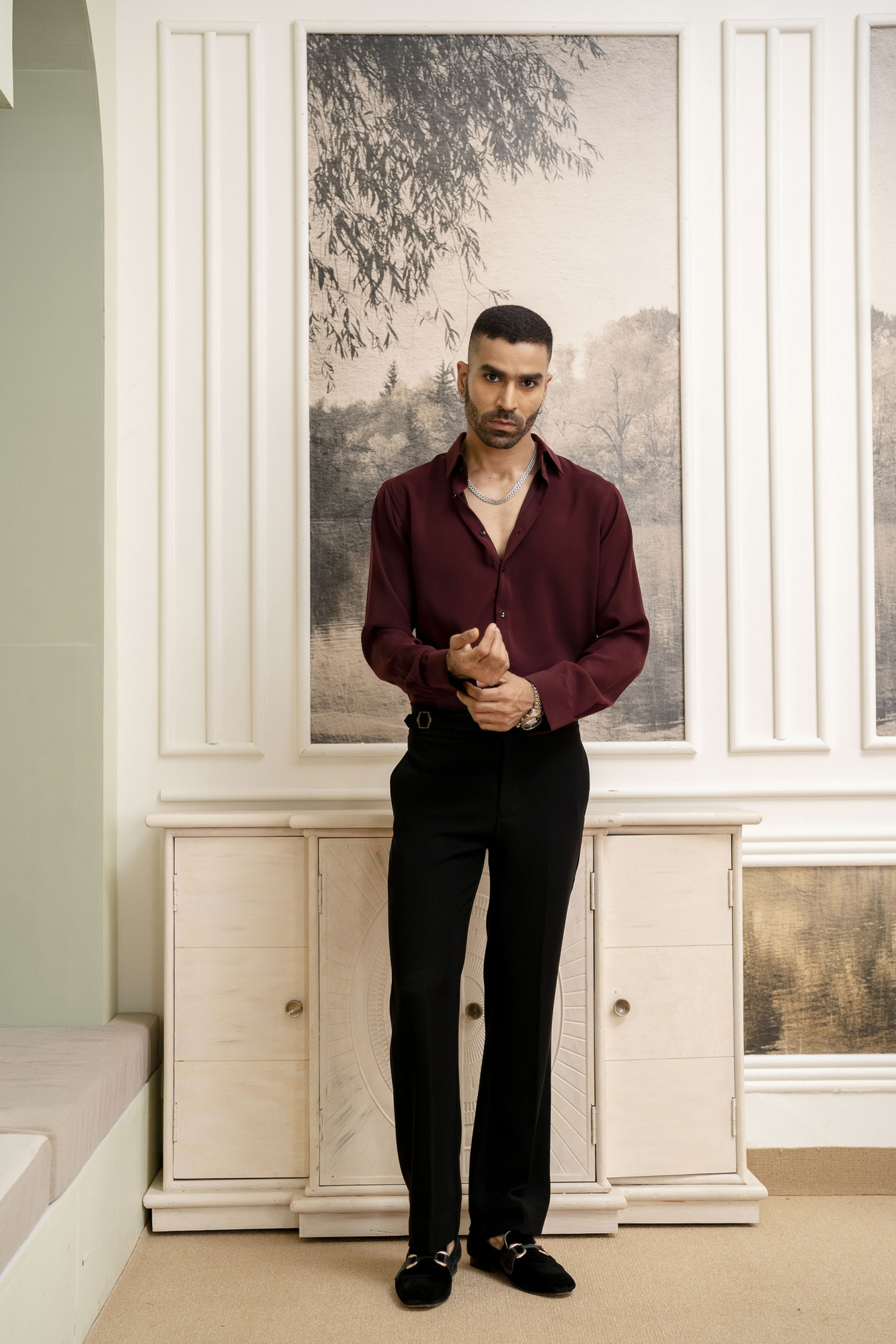 Classic Japanese Solid Formal Shirt in Wine