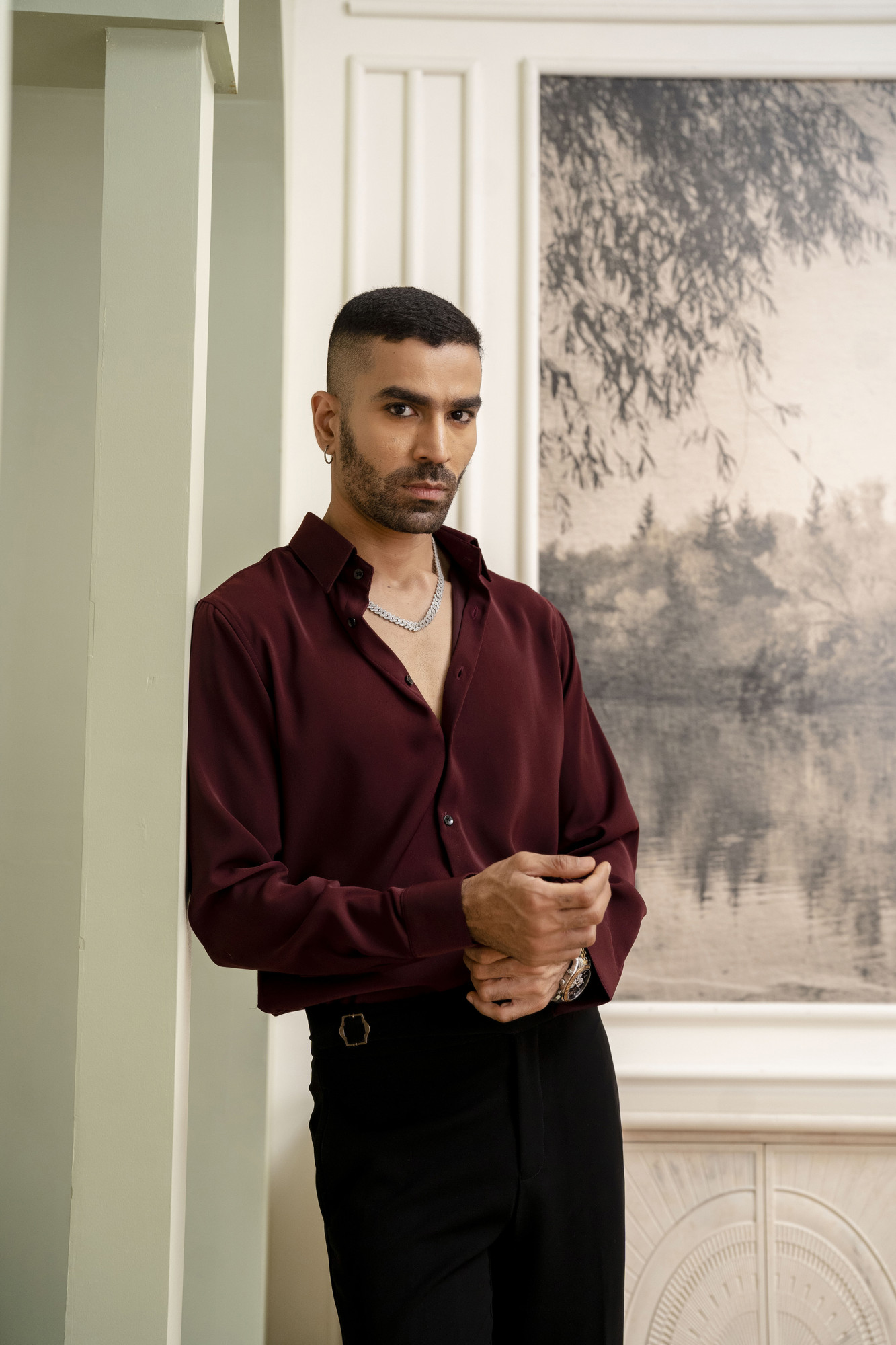 Classic Japanese Solid Formal Shirt in Wine