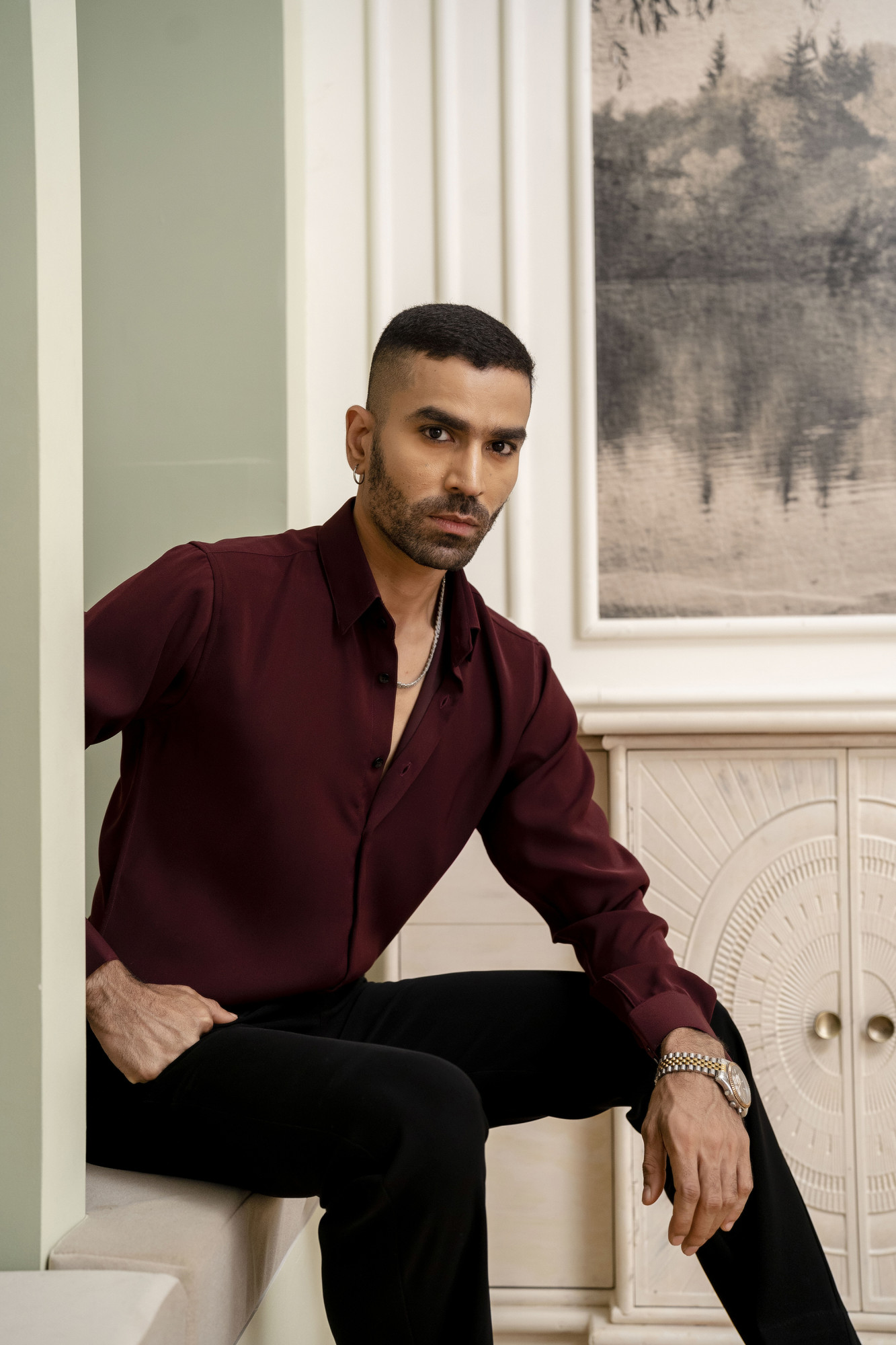 Classic Japanese Solid Formal Shirt in Wine