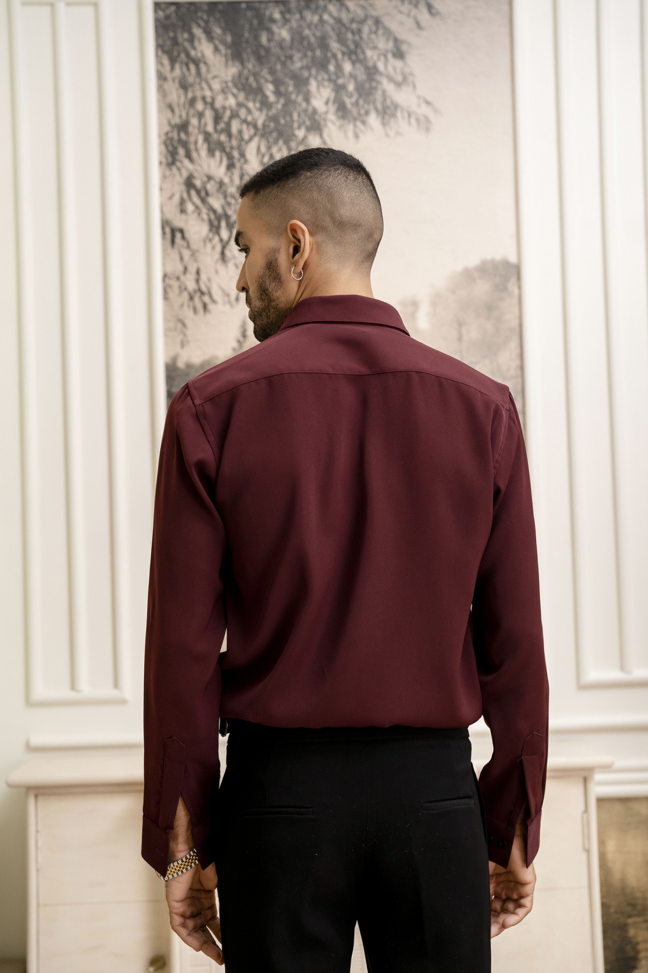 Classic Japanese Solid Formal Shirt in Wine