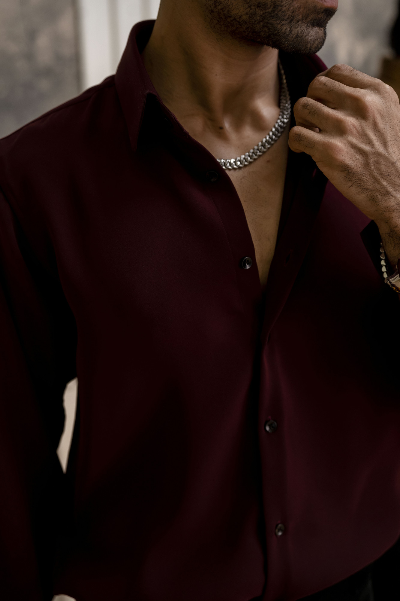 Classic Japanese Solid Formal Shirt in Wine