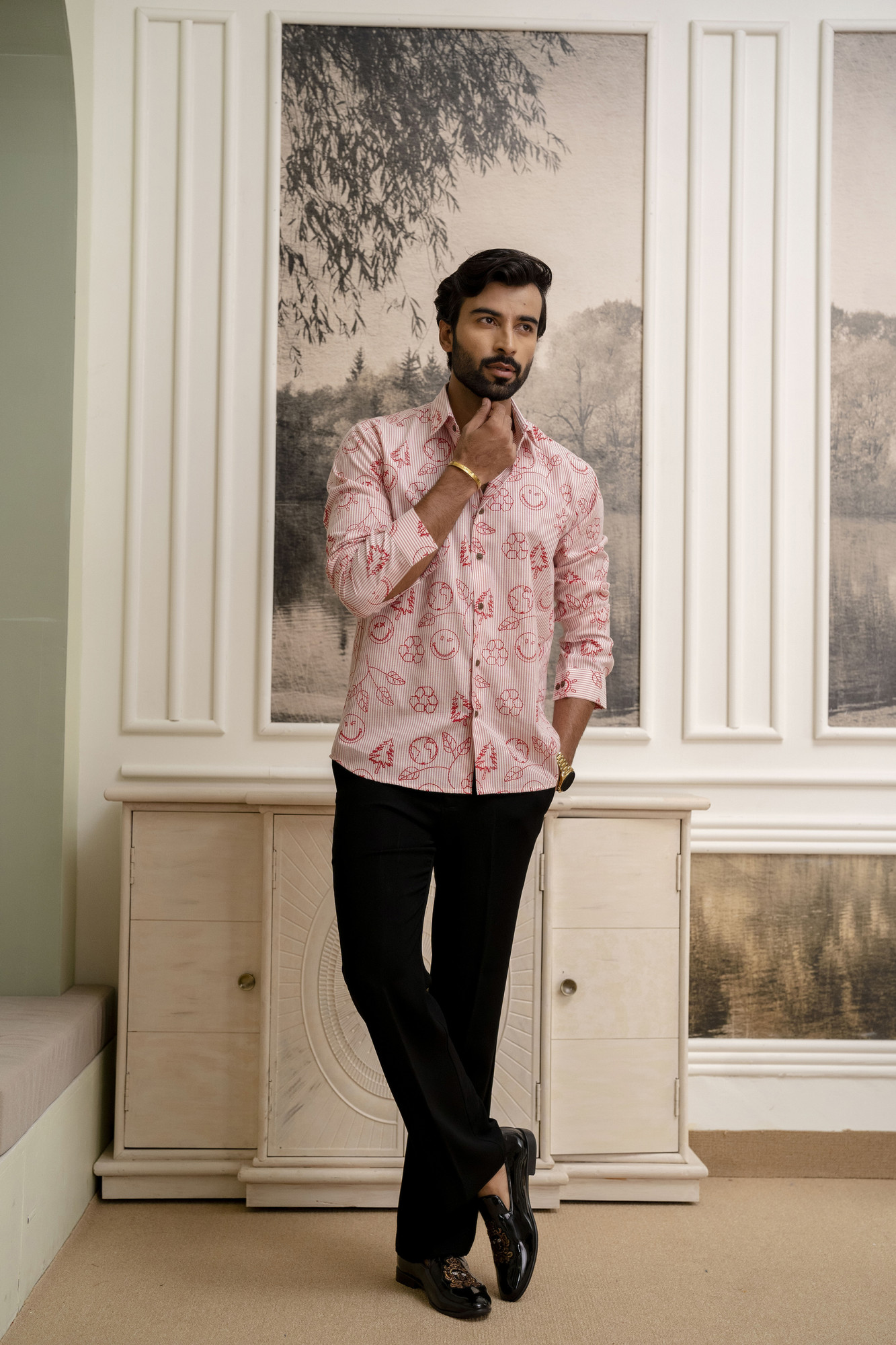 Smiley Striped Shirt In Pink