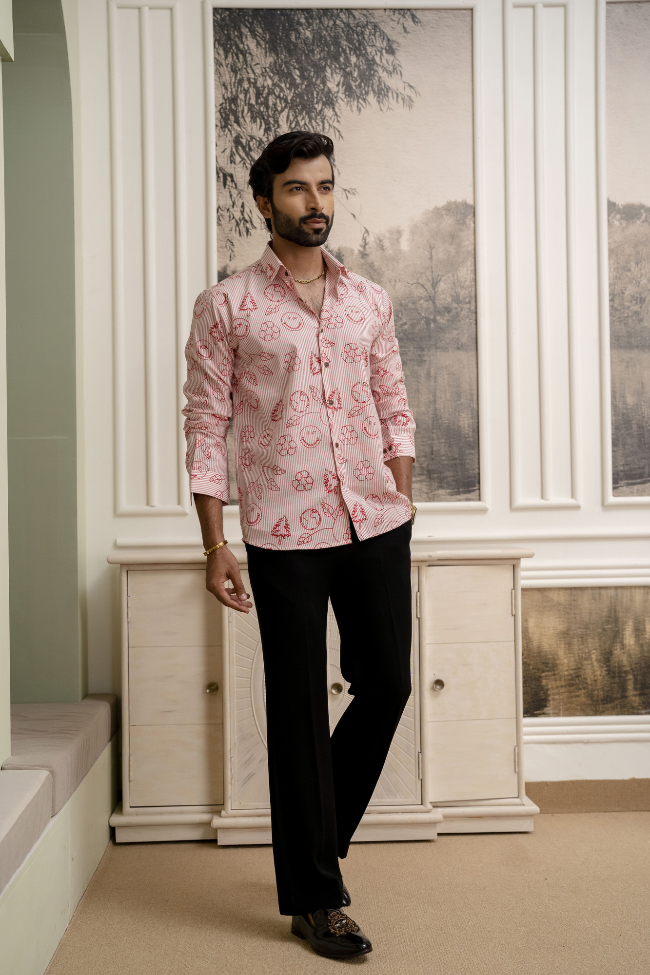 Smiley Striped Shirt In Pink