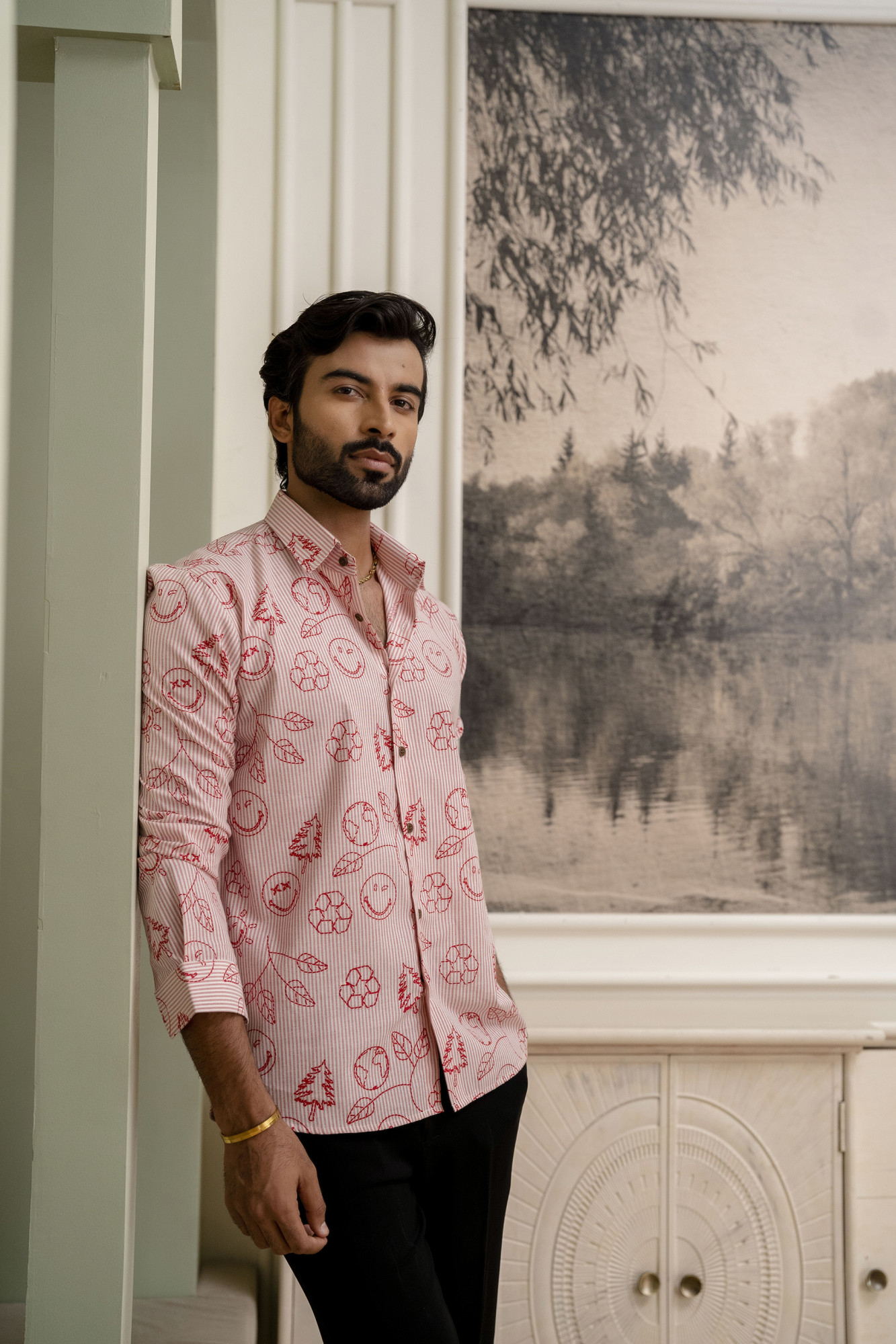 Smiley Striped Shirt In Pink