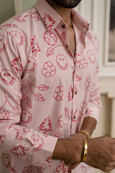 Smiley Striped Shirt In Pink