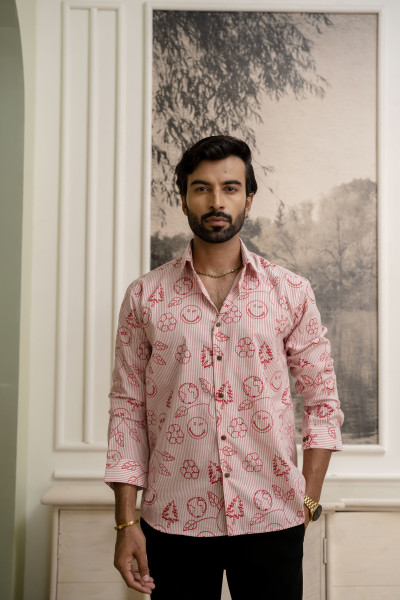 Smiley Striped Shirt In Pink