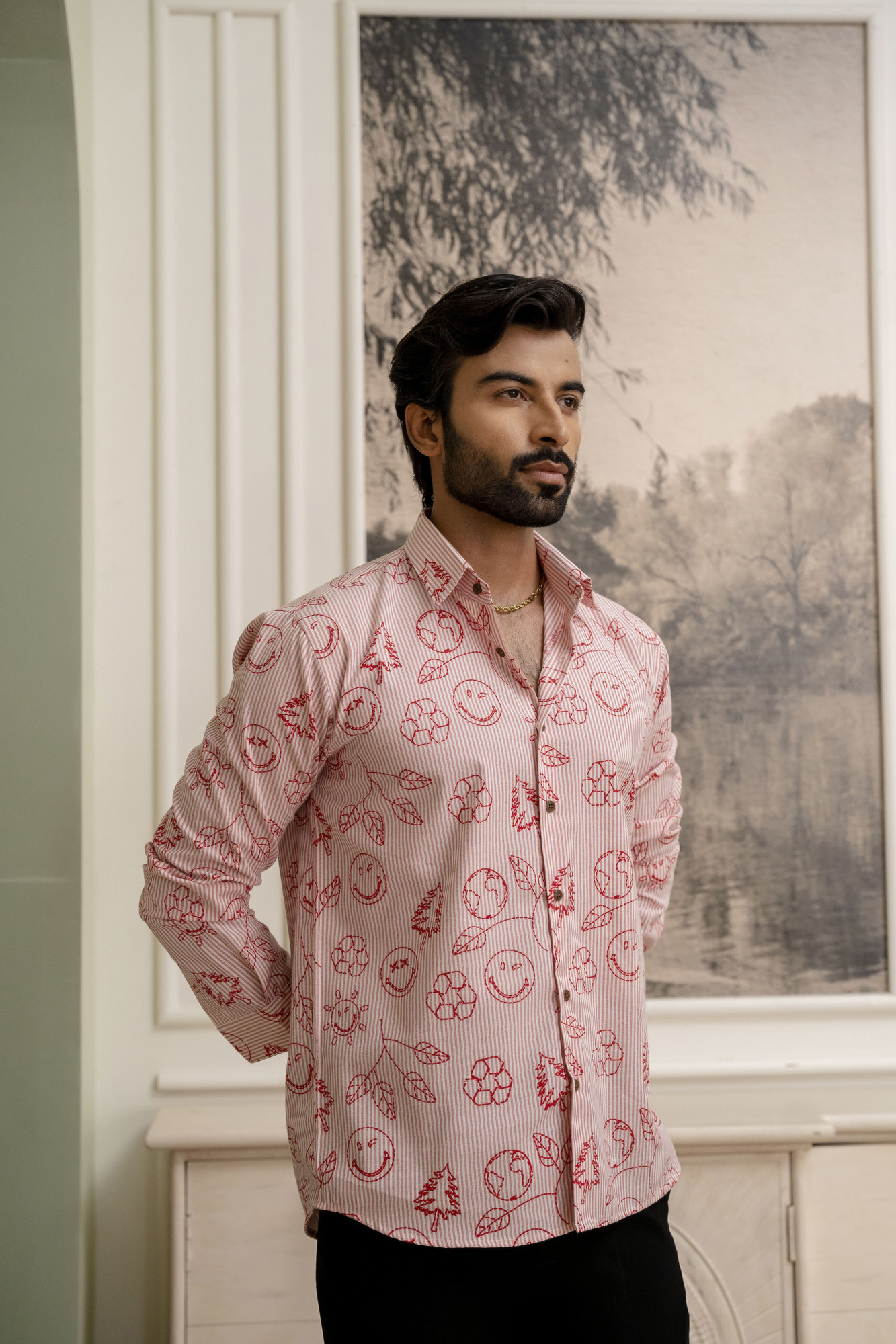 Smiley Striped Shirt In Pink