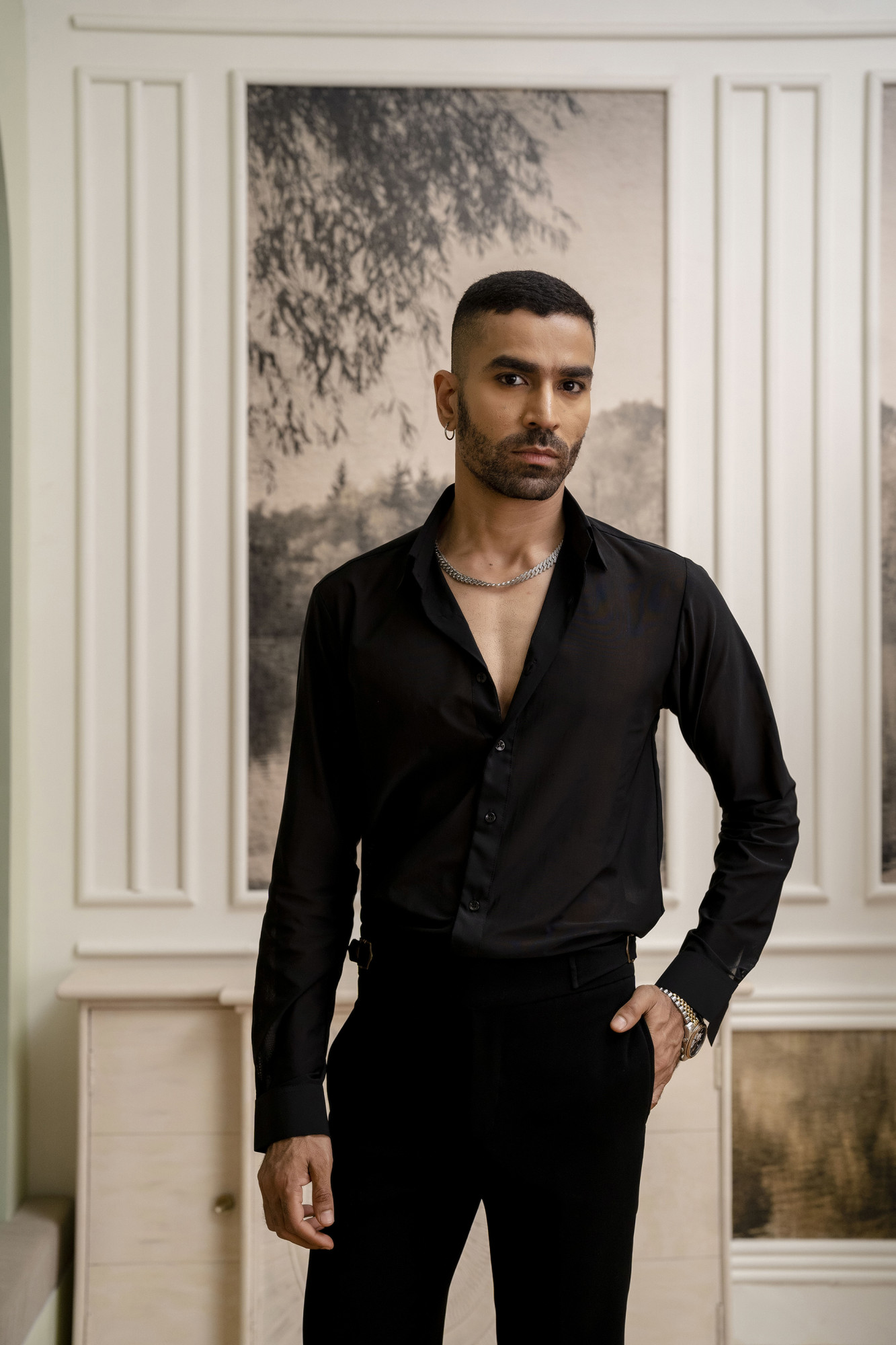 Net Trans Shirt In Black