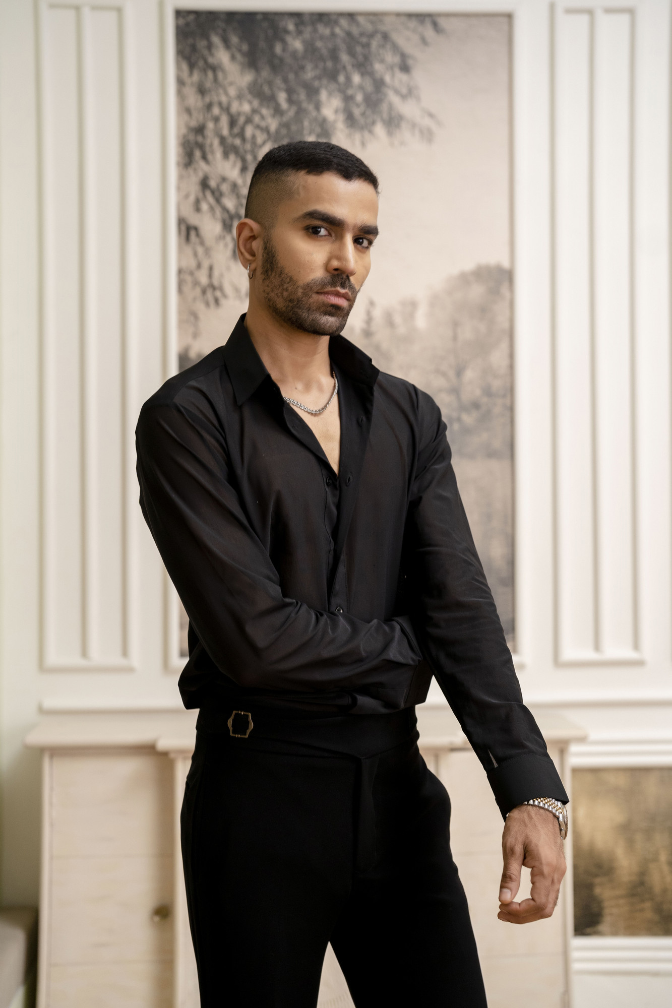 Net Trans Shirt In Black