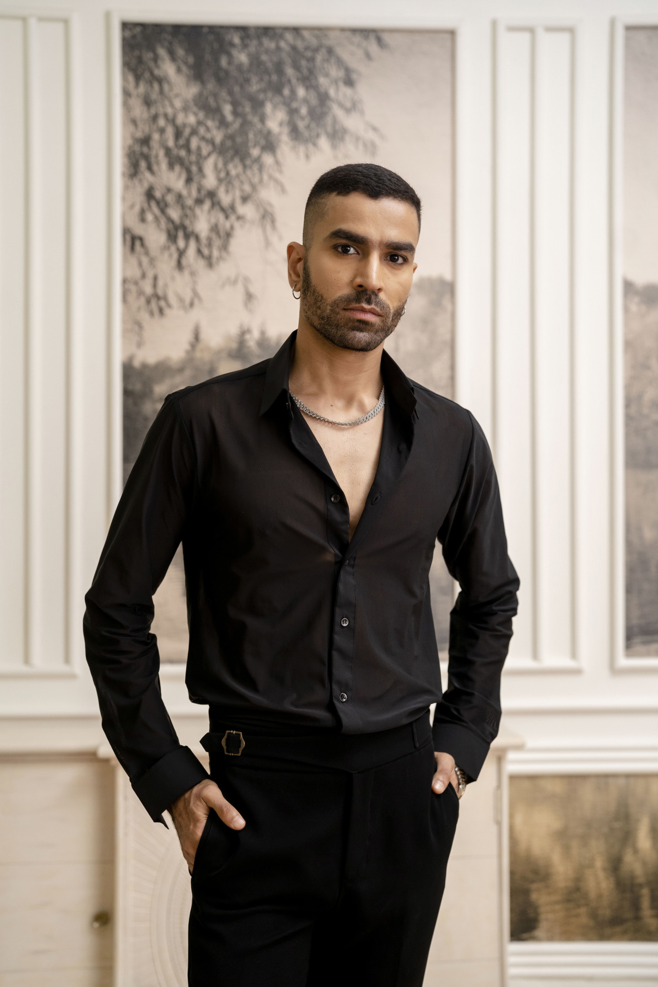 Net Trans Shirt In Black