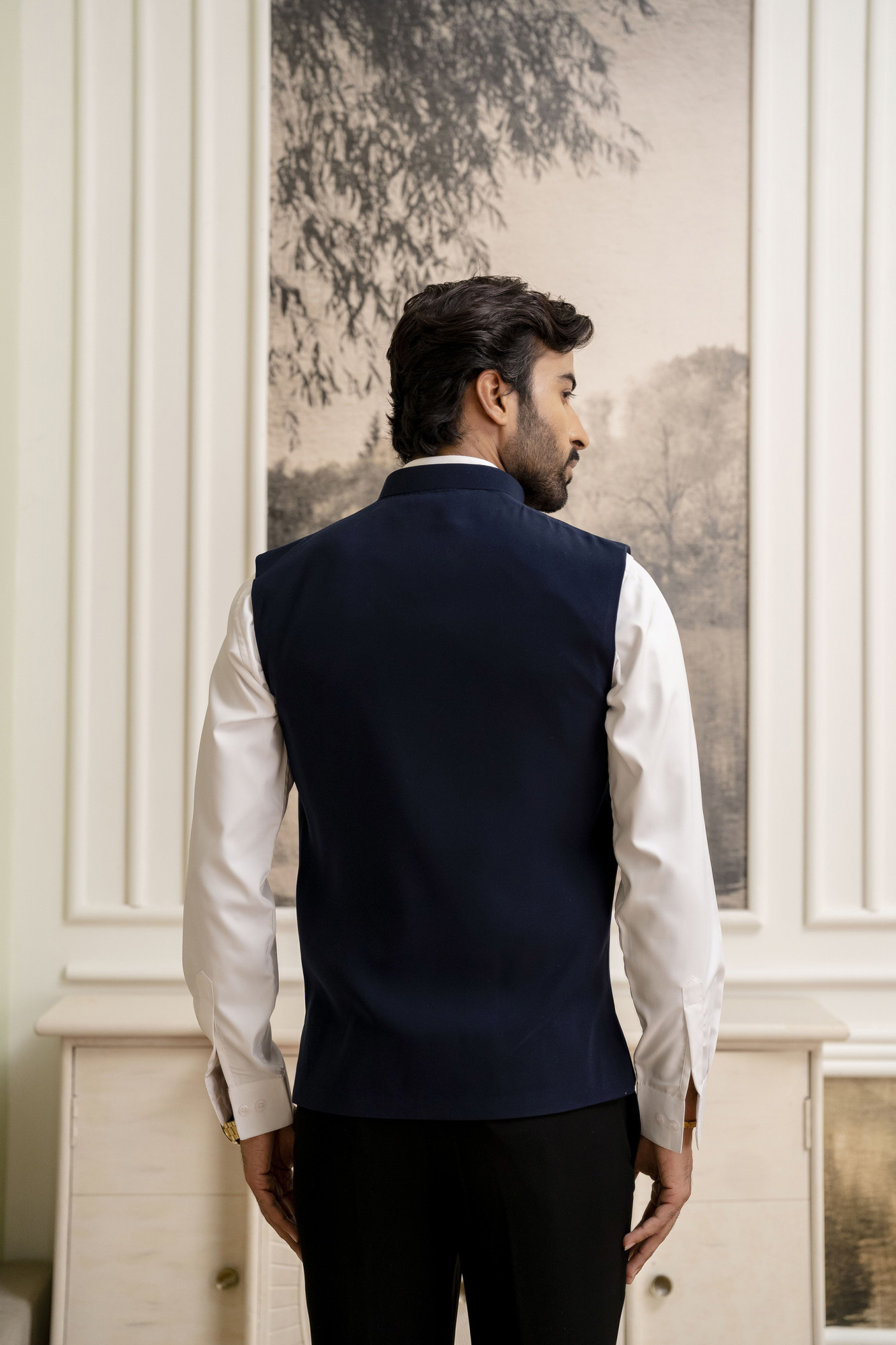 Zip Up Half Jacket In Blue