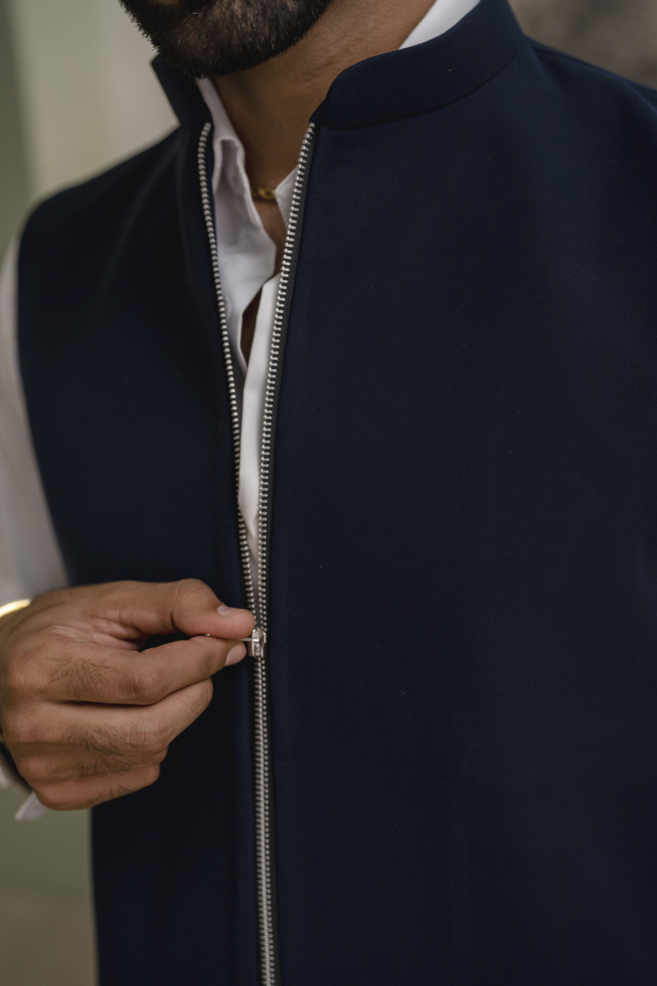 Zip Up Half Jacket In Blue