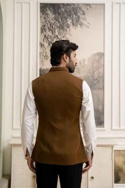 Threaded Patch Pocket Jacket In Tan