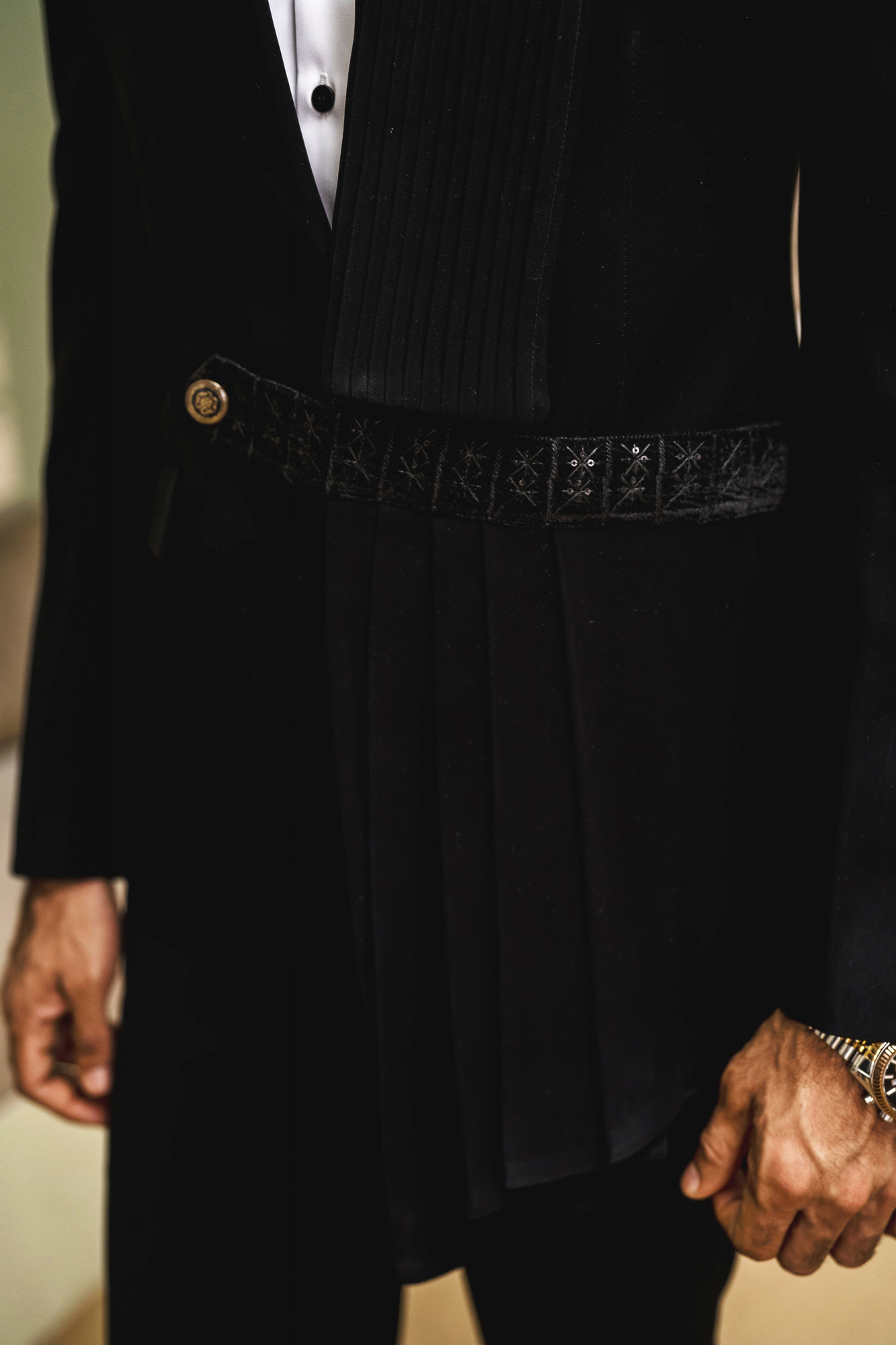 Black Draped Tuxedo Blazer