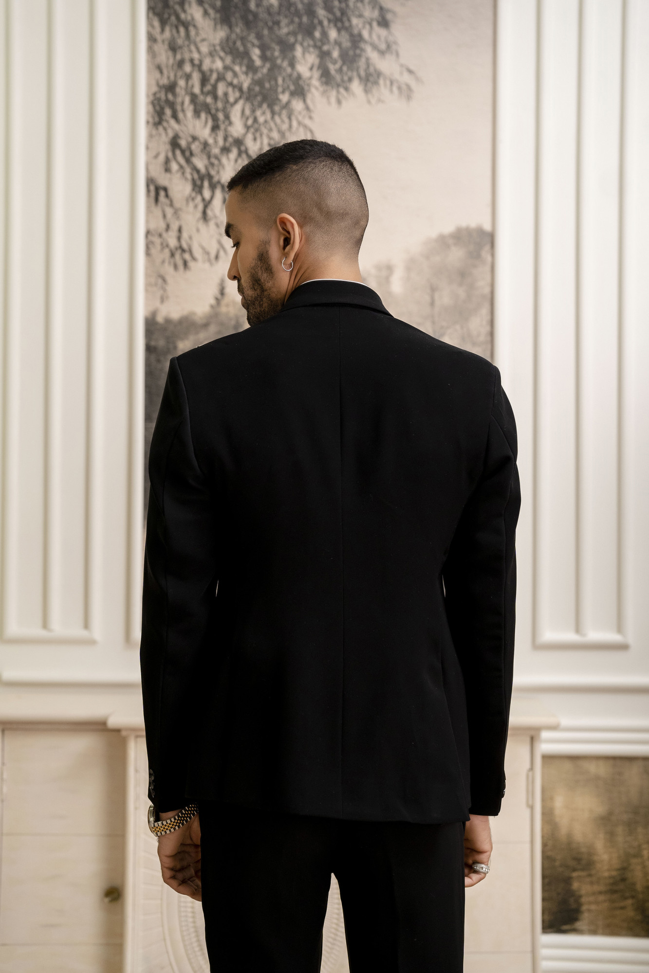 French Knot Embroidered Tuxedo Blazer