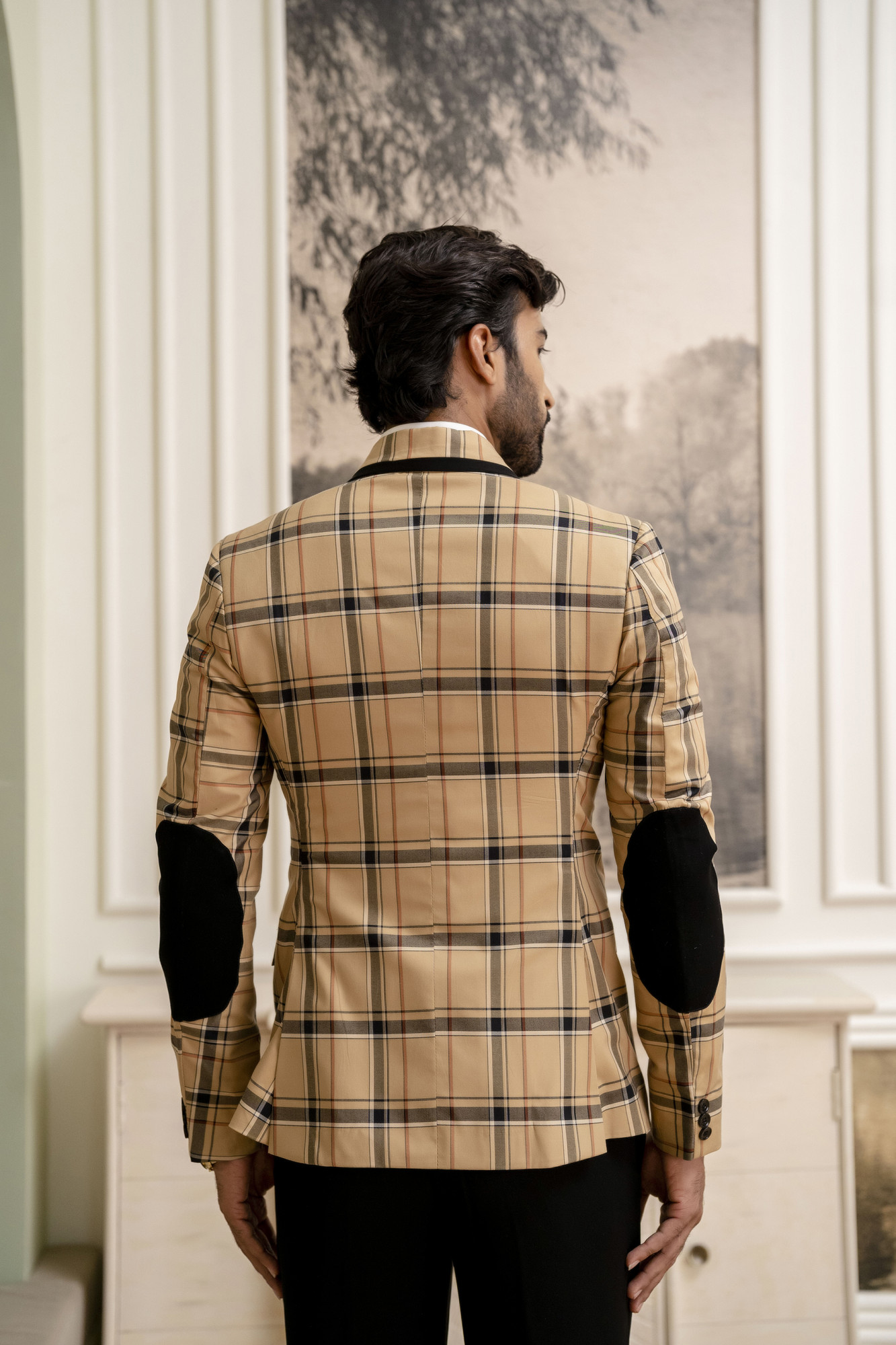 Double Breasted Blazer In Burberry Checks