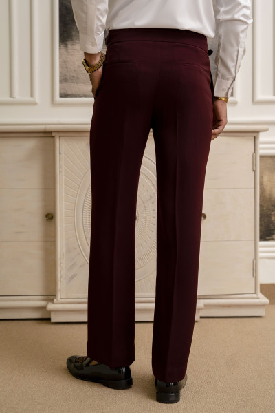 Japanese Bootcut Fit Gurkha Pants In Wine