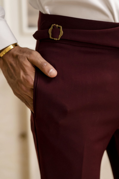 Japanese Bootcut Fit Gurkha Pants In Wine