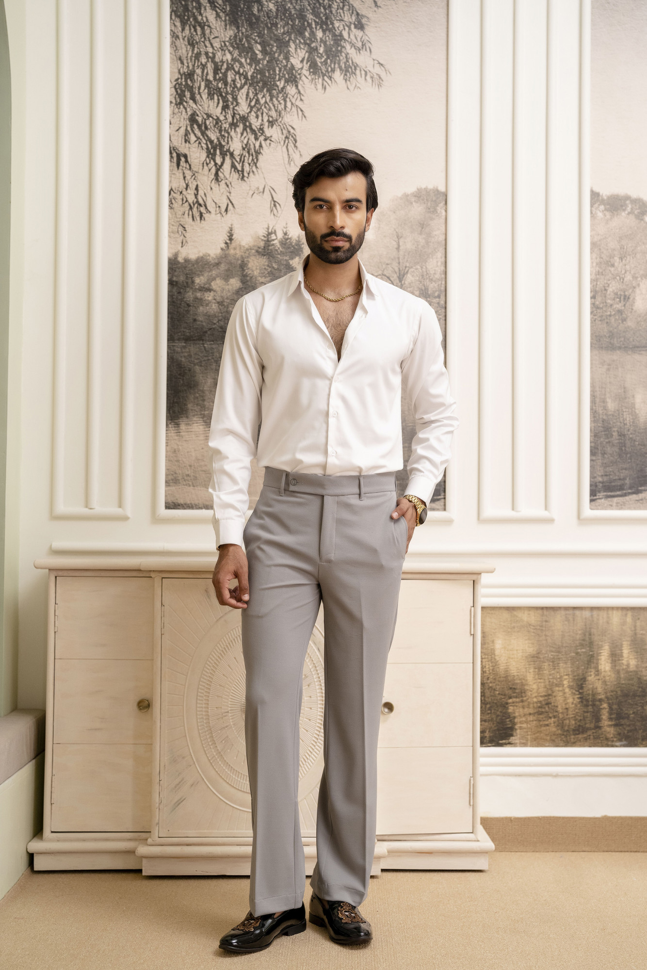 Bootcut Pants In Charcoal Grey