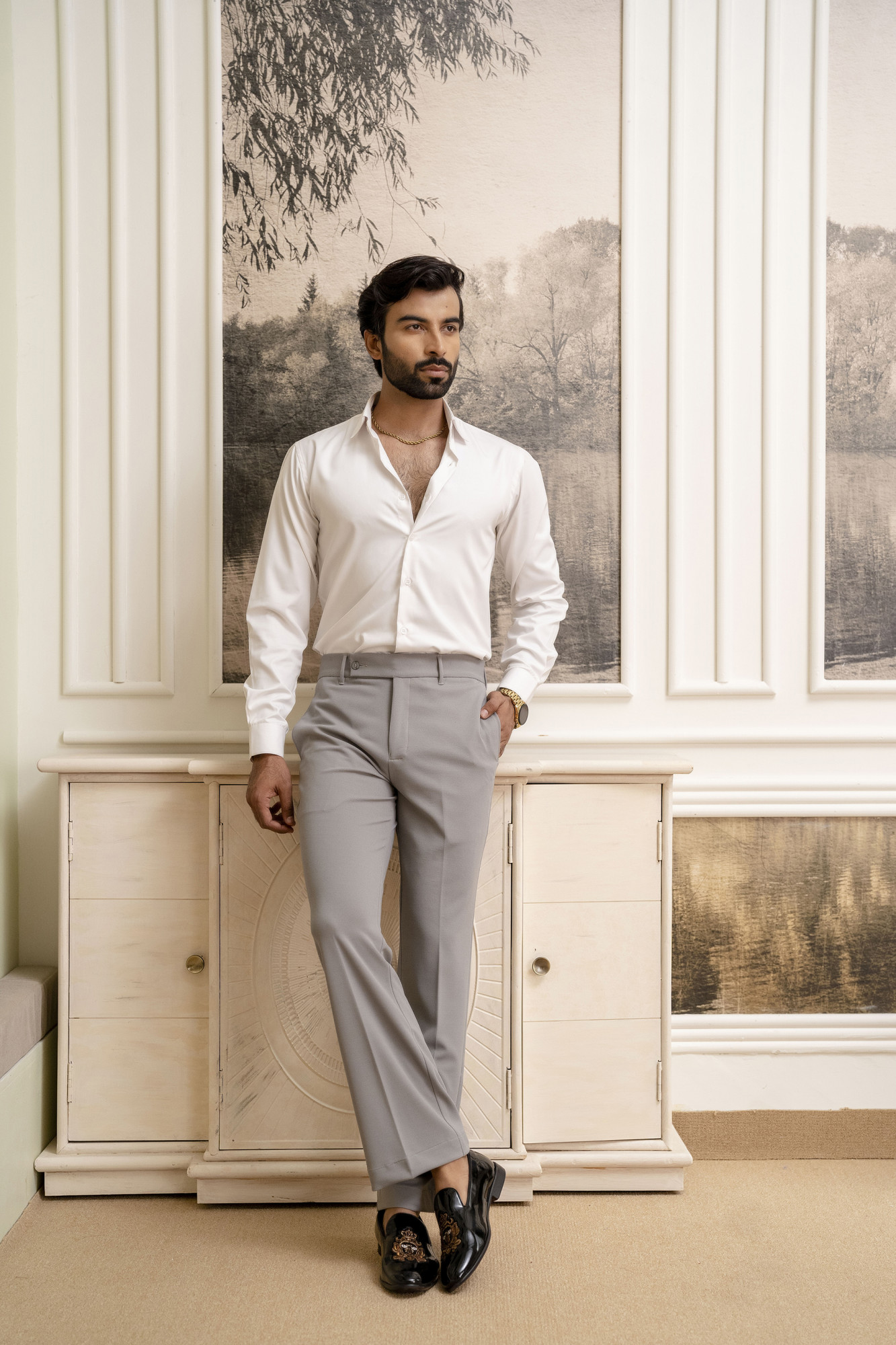 Bootcut Pants In Charcoal Grey