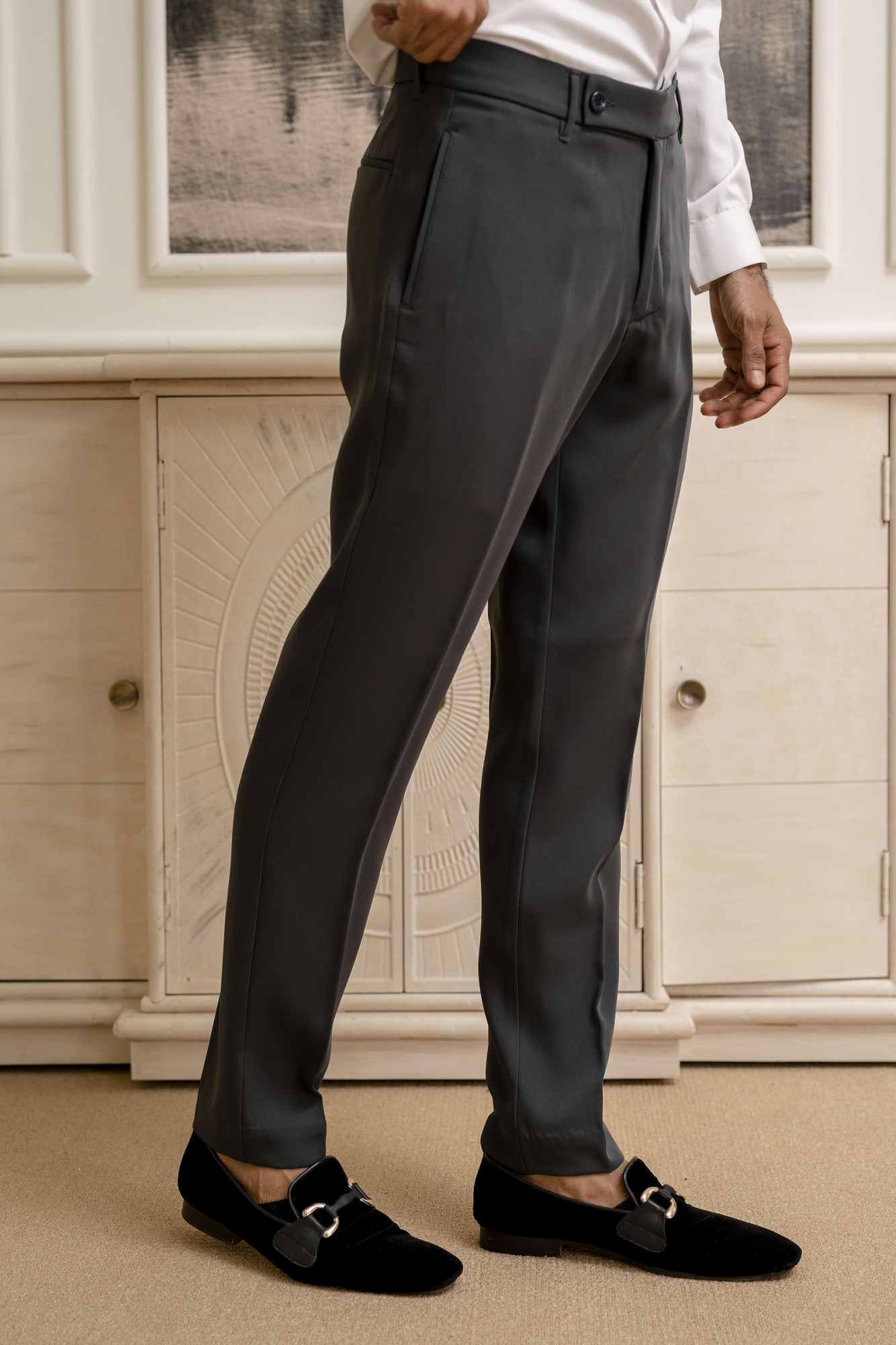 Japanese Straight Fit Pants In Grey