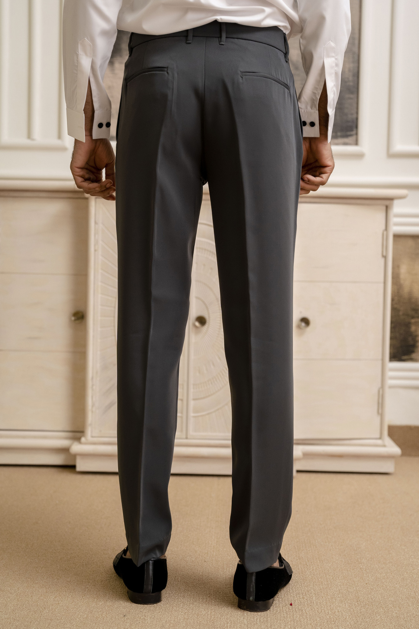 Japanese Straight Fit Pants In Grey