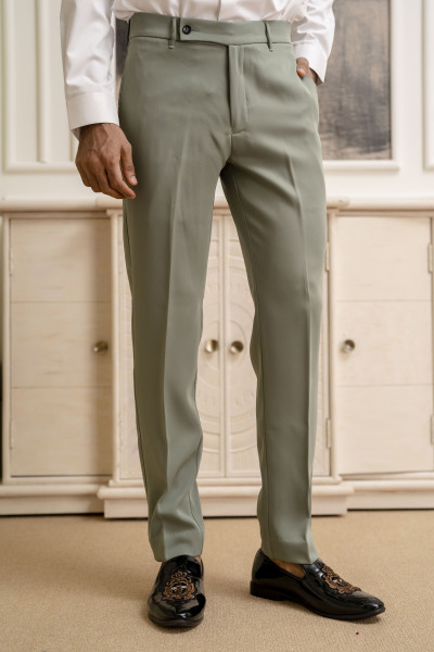 Japanese Straight Fit Pants In off Green