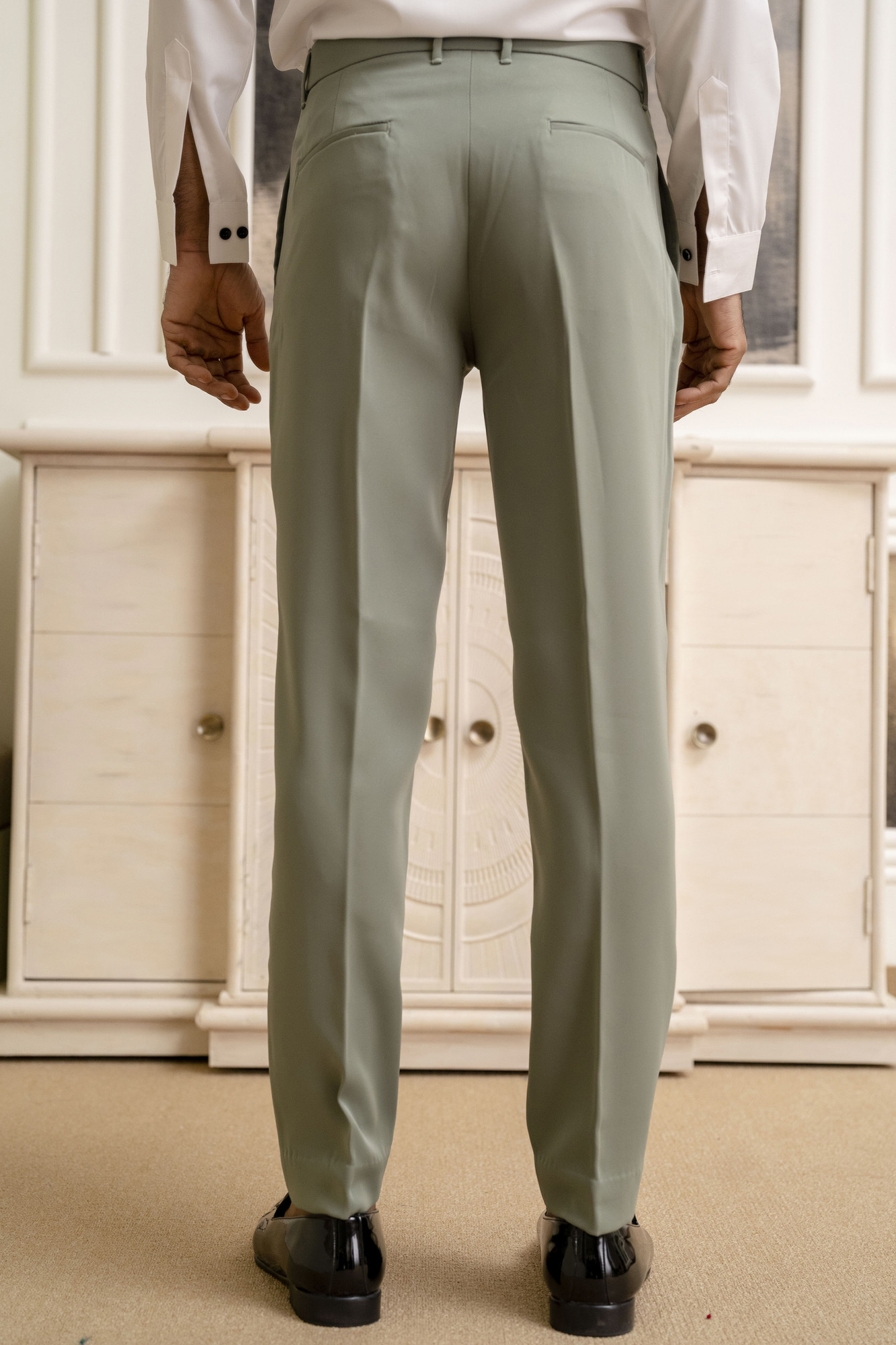 Japanese Straight Fit Pants In off Green