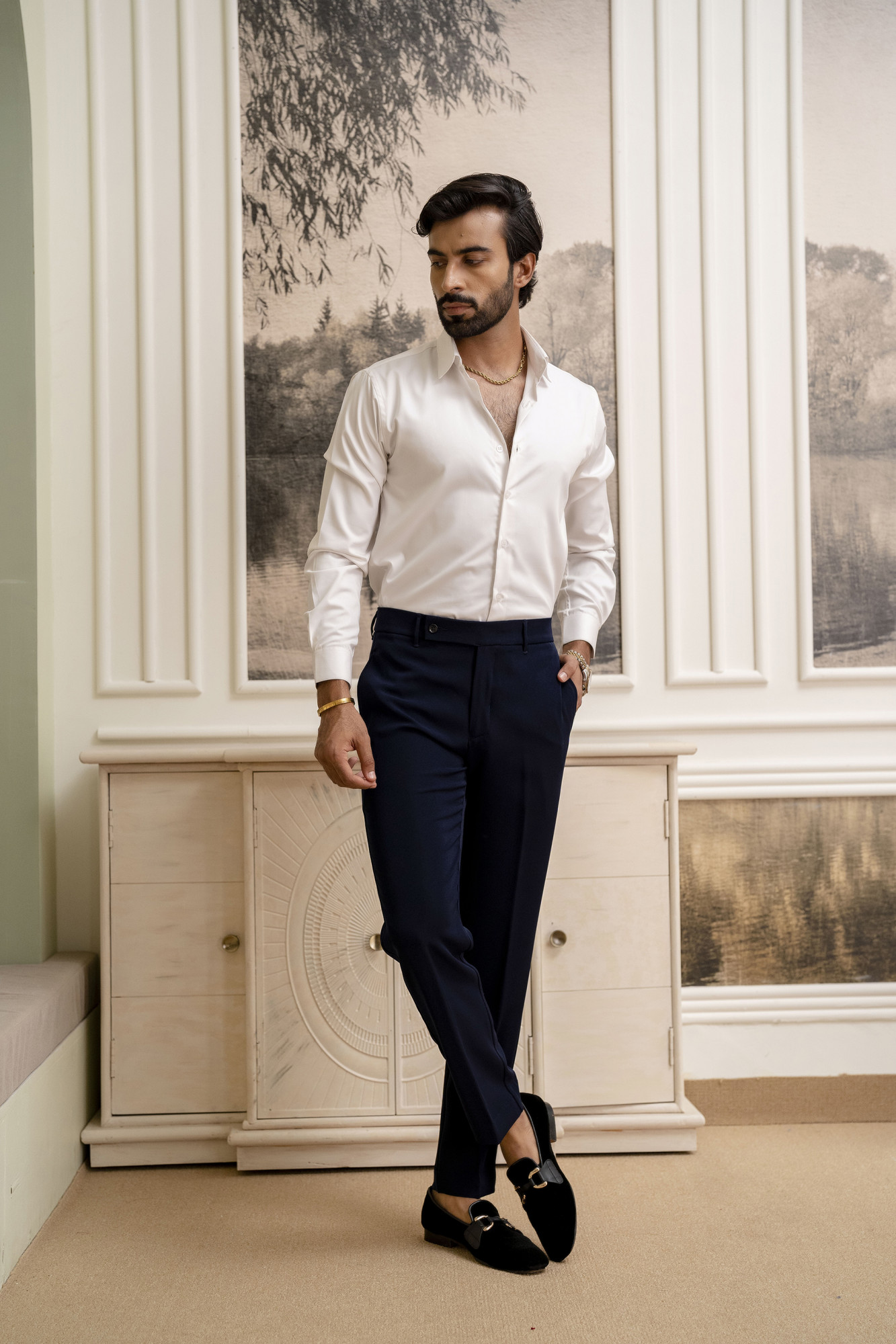 Zed Blue Japanese Straight Fit Pants