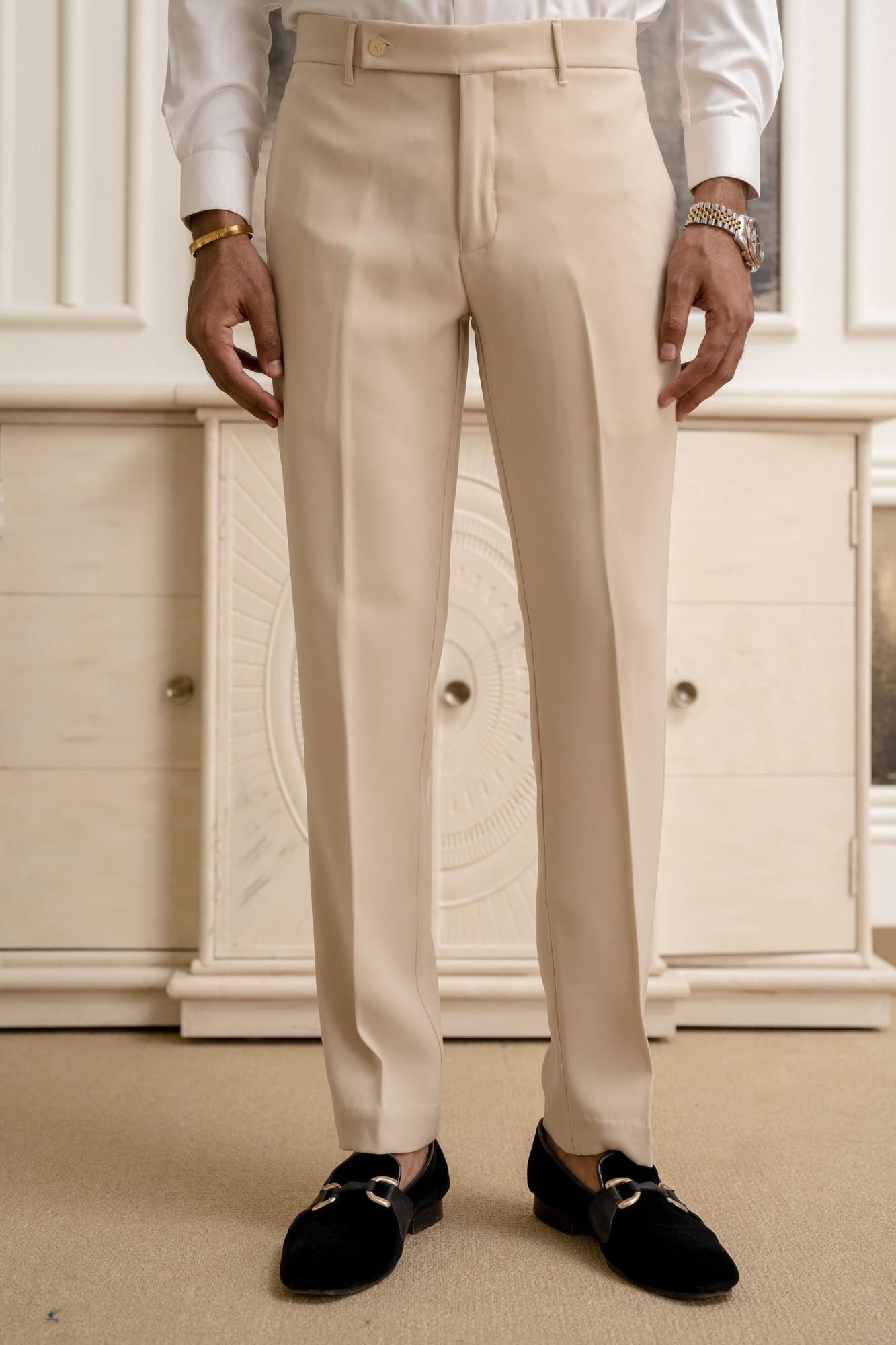 Japanese Straight Fit Pants In Beige