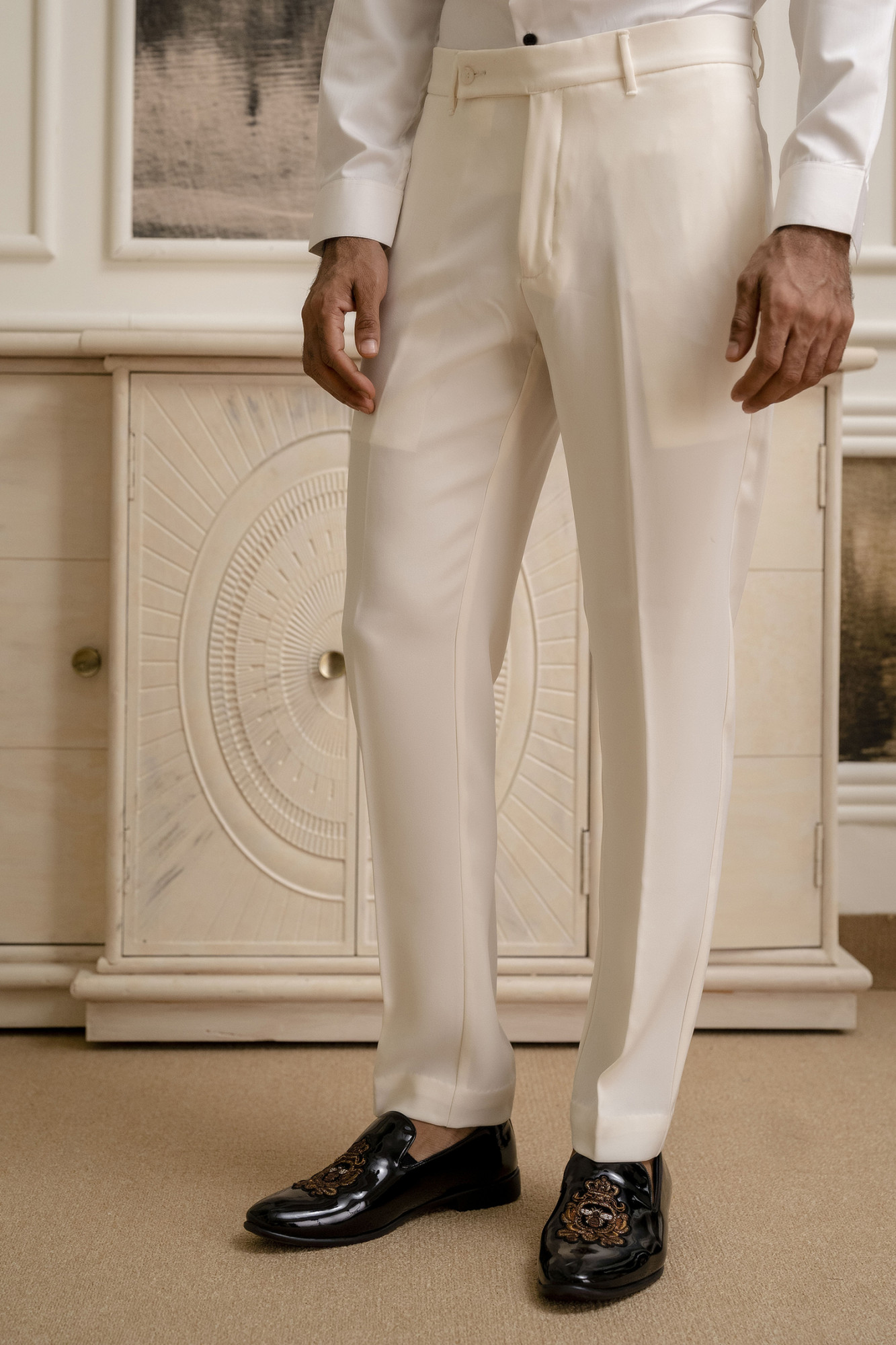 Off White Japanese Straight Fit Pants