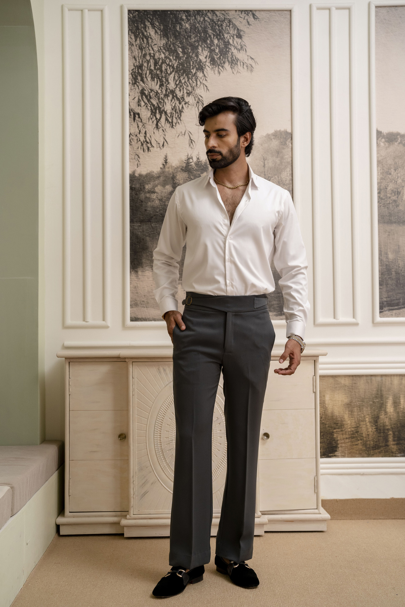 Japanese Grey Bootcut Fit Gurkha Pants