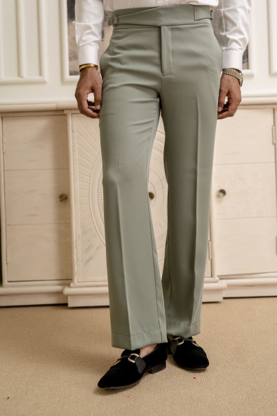 Japanese Bootcut Fit Gurkha Pants In Off Green