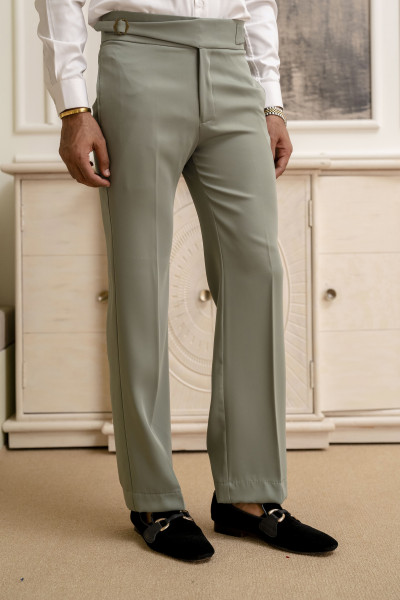 Japanese Bootcut Fit Gurkha Pants In Off Green