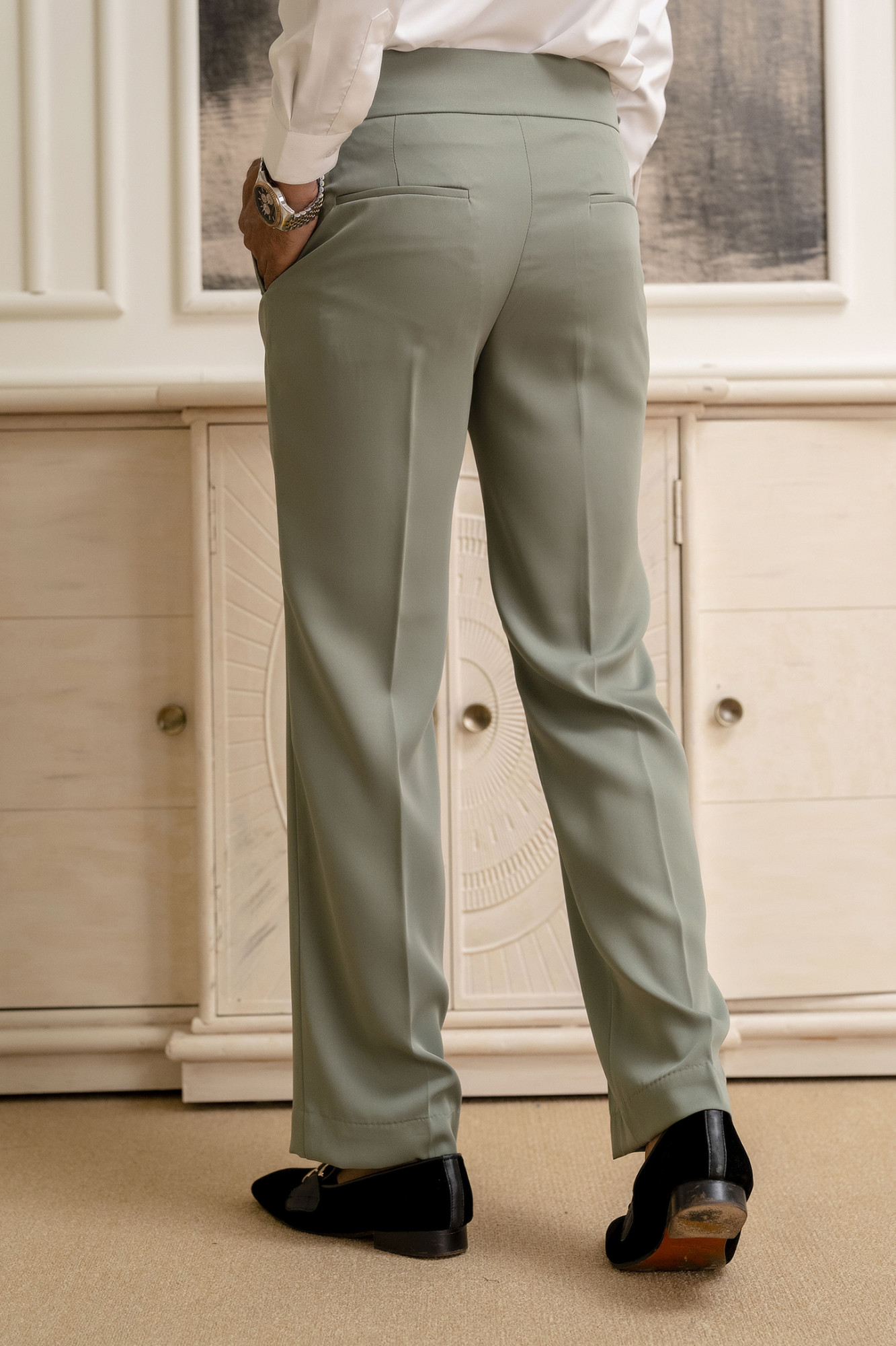 Japanese Bootcut Fit Gurkha Pants In Off Green